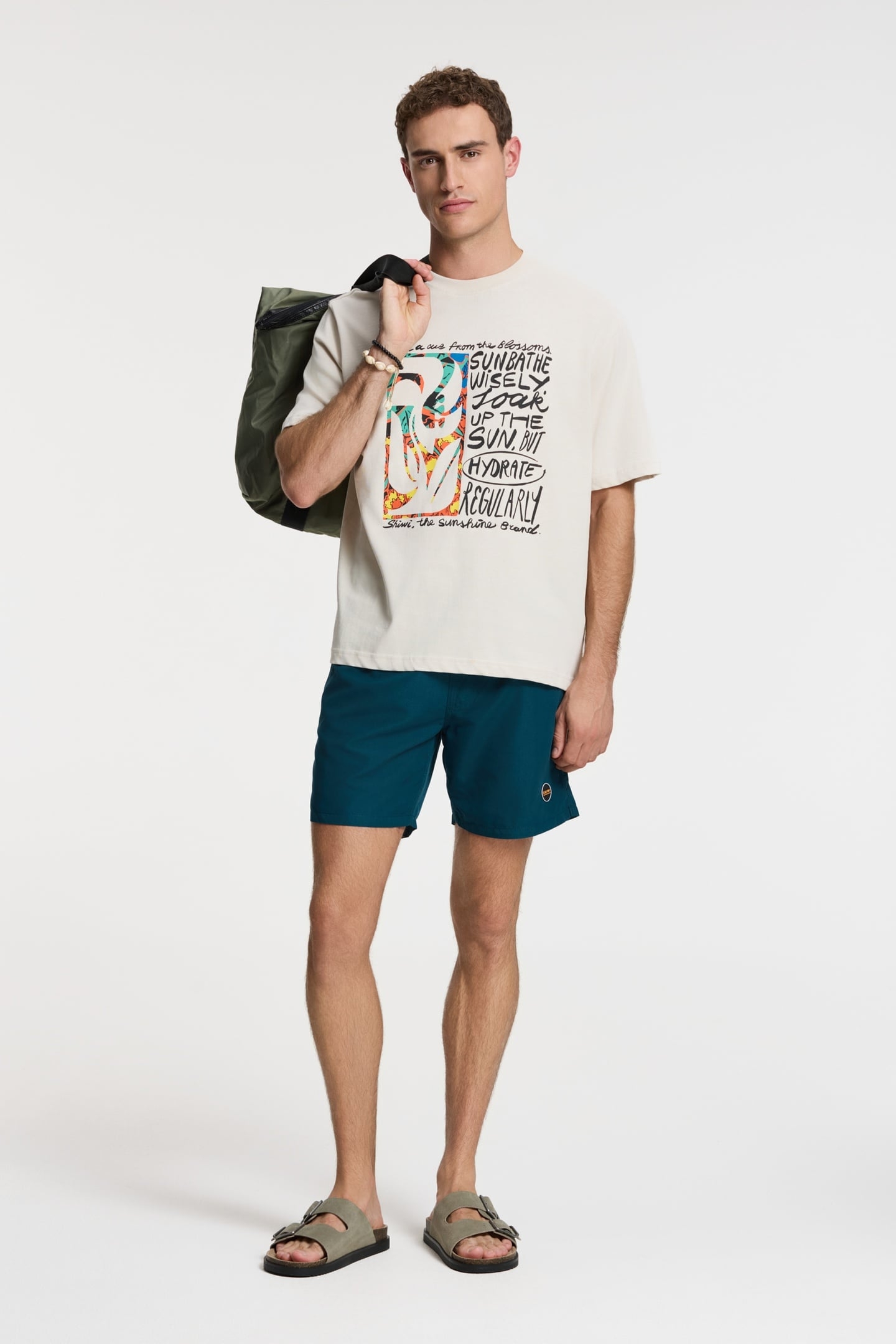 JAY OVERSIZED T-SHIRT FLOWER BLOCK BEIGE 1