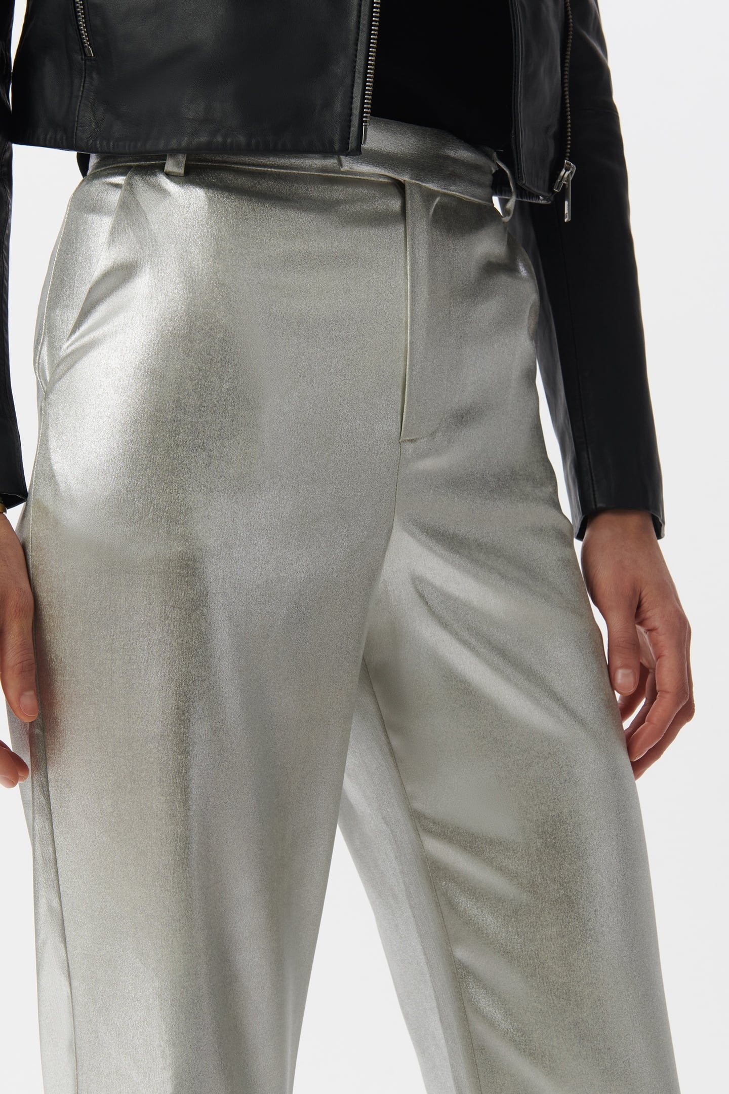 COATED SILVER FLARE SUIT PANTS 6