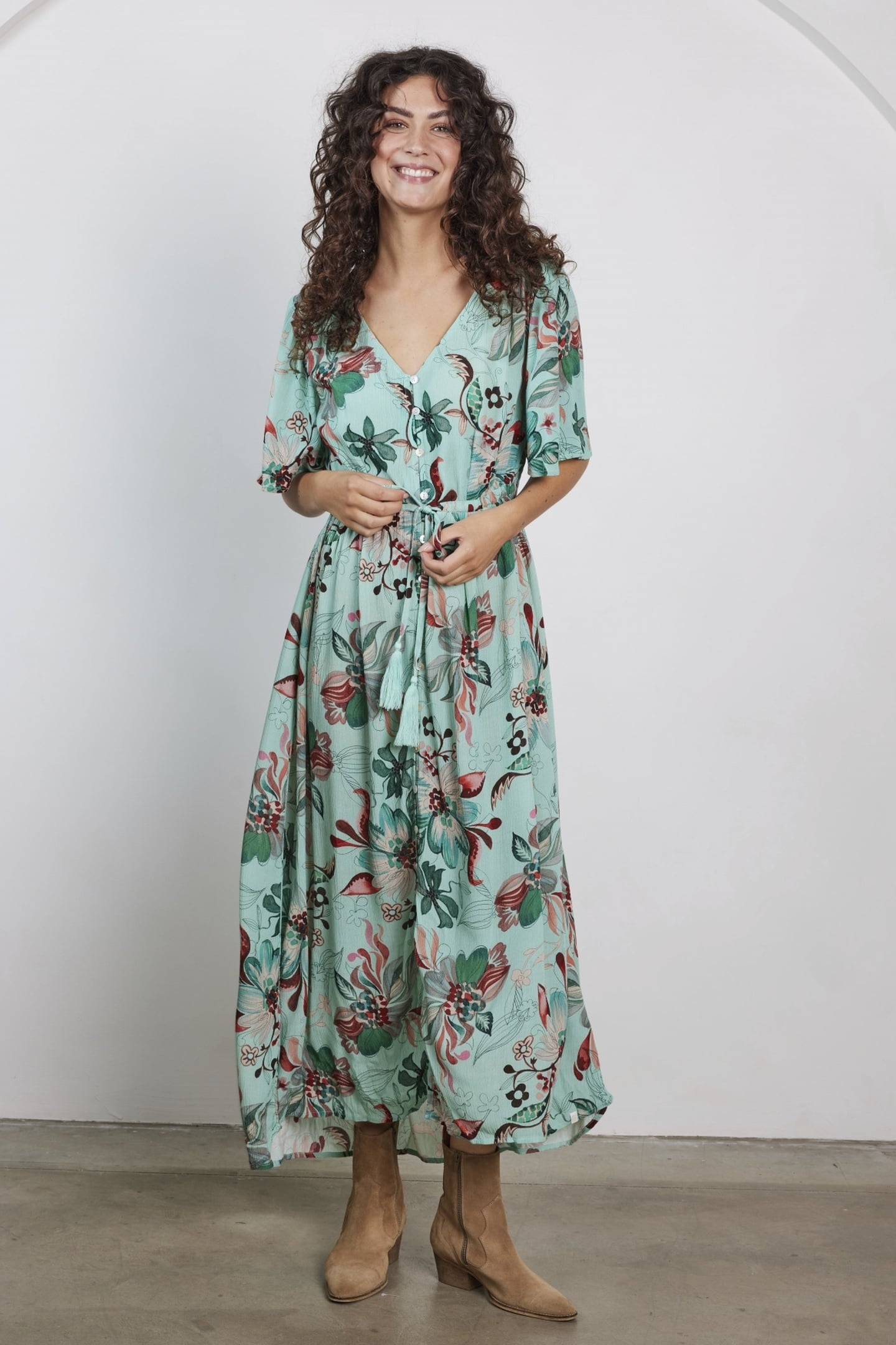 DRESS JAZZY OCEAN GREEN REFLECTION PRINT 1