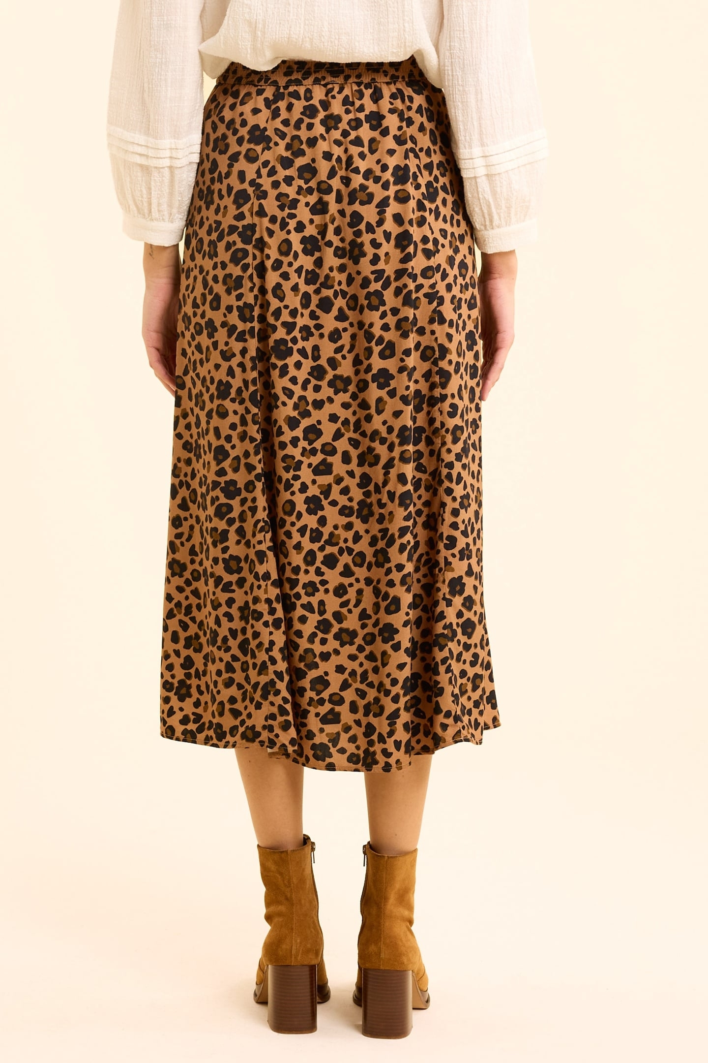 LEOPARD PRINT MIDI SKIRT CAMEL 5