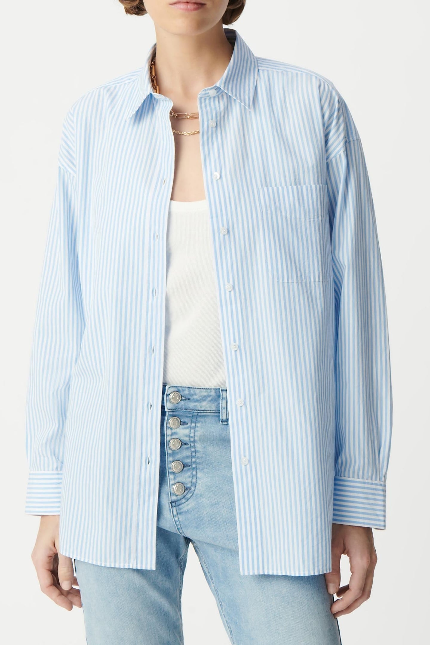 OVERSIZED BLUE STRIPED ORGANIC COTTON SHIRT 2