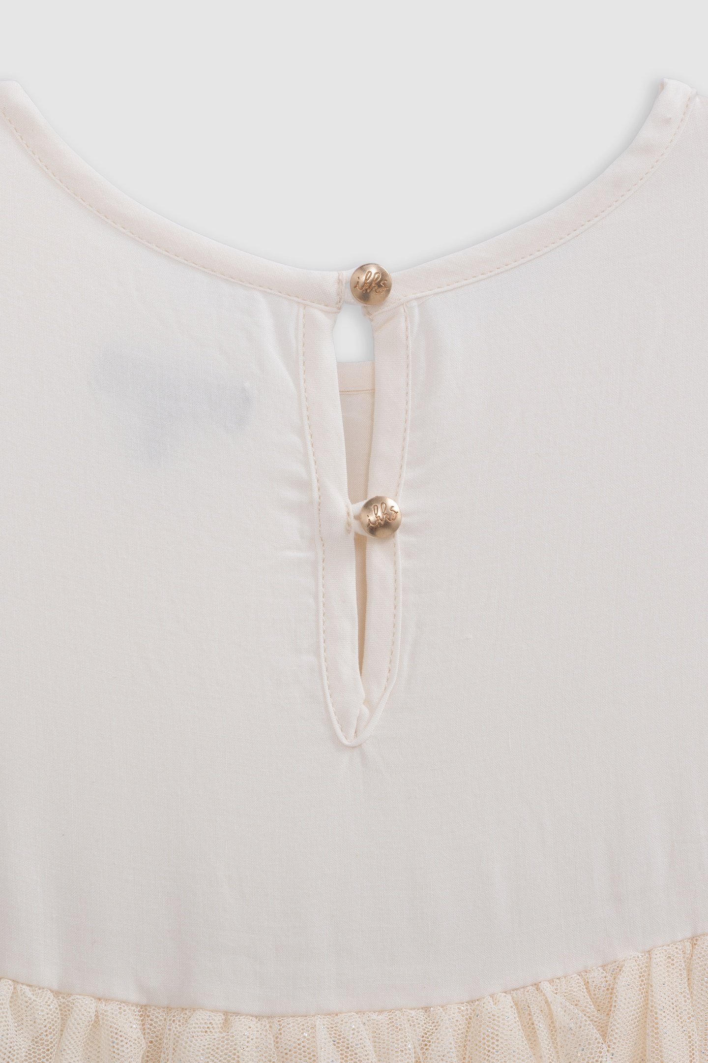 TWO-MATERIAL EMBROIDERED ECRU TUTU DRESS 7