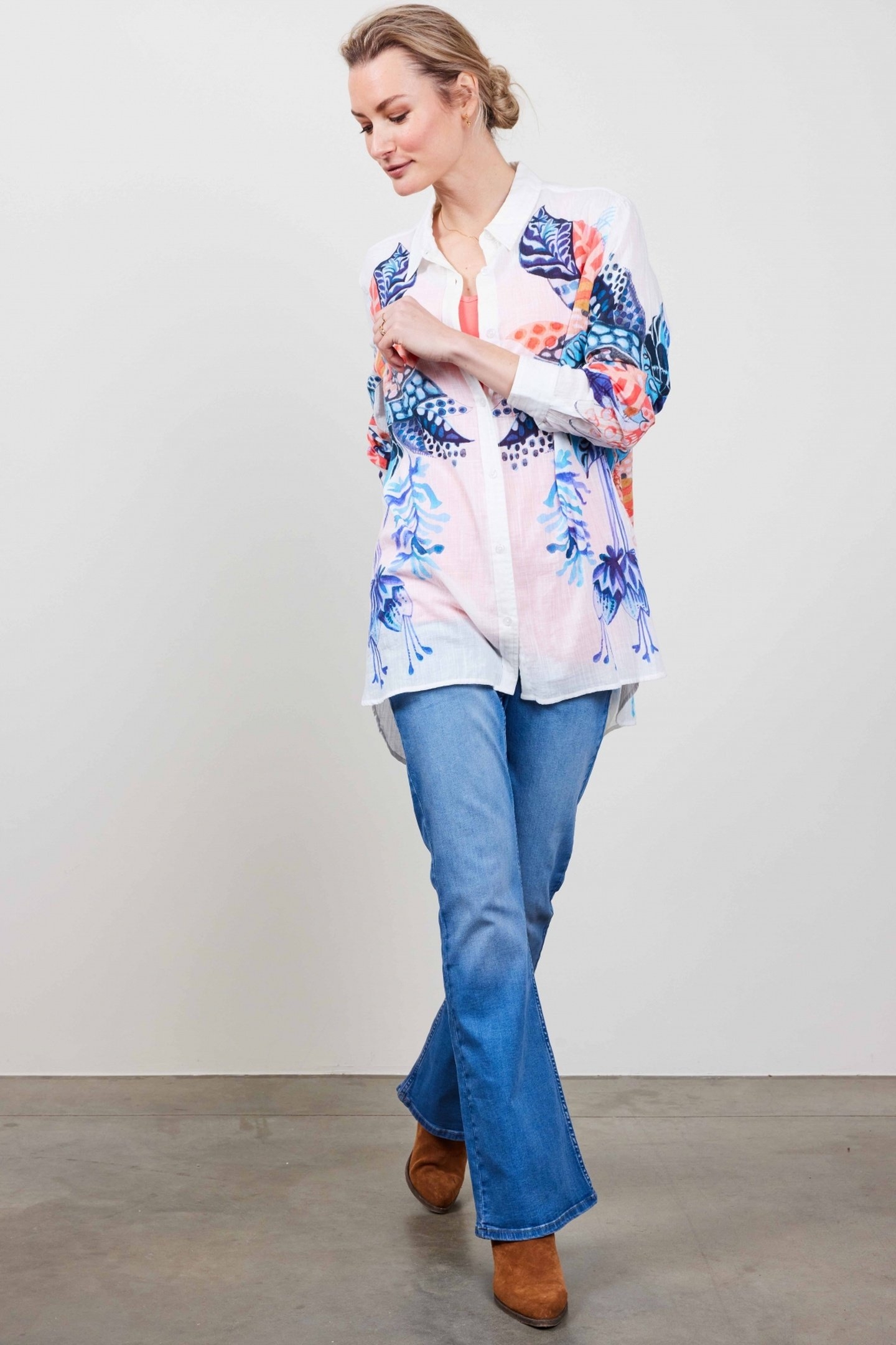 BIG BLOUSE PANEL IN WHITE WITH AZUR FUSION PANEL 3