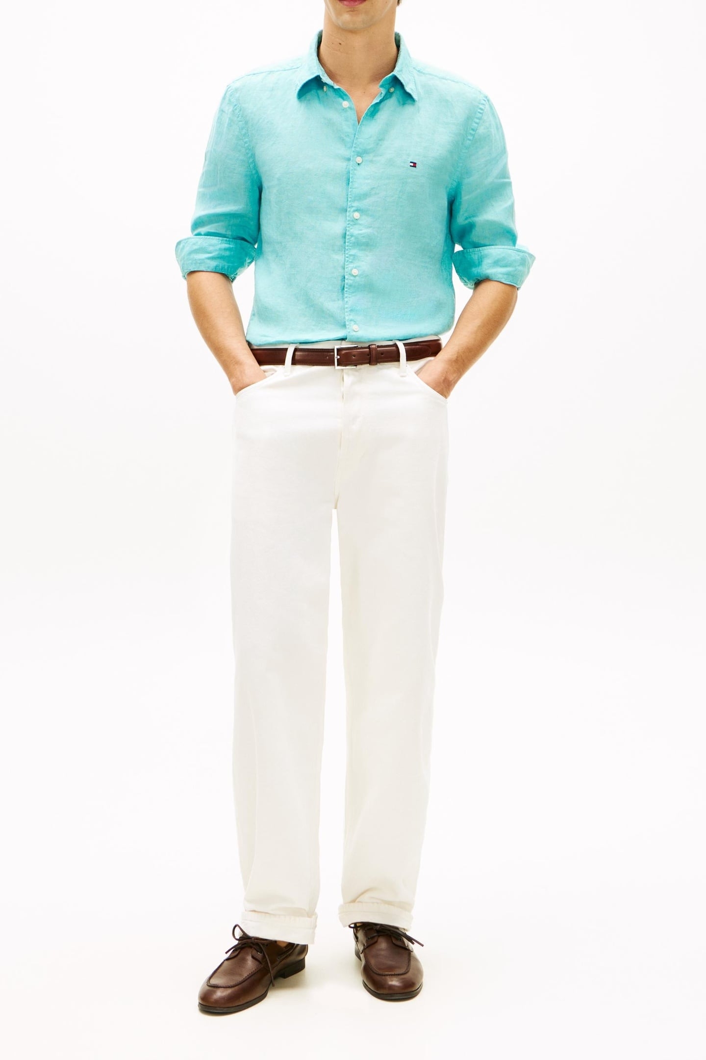 PIGMENT DYED LINEN SHIRT ARCTIC AQUA 1