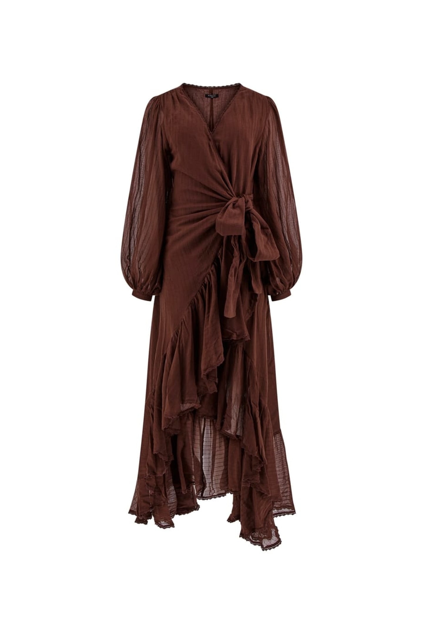 MARCIANO BY GUESS ELSA WRAP FLARE DRESS CIOCCOLATA 4