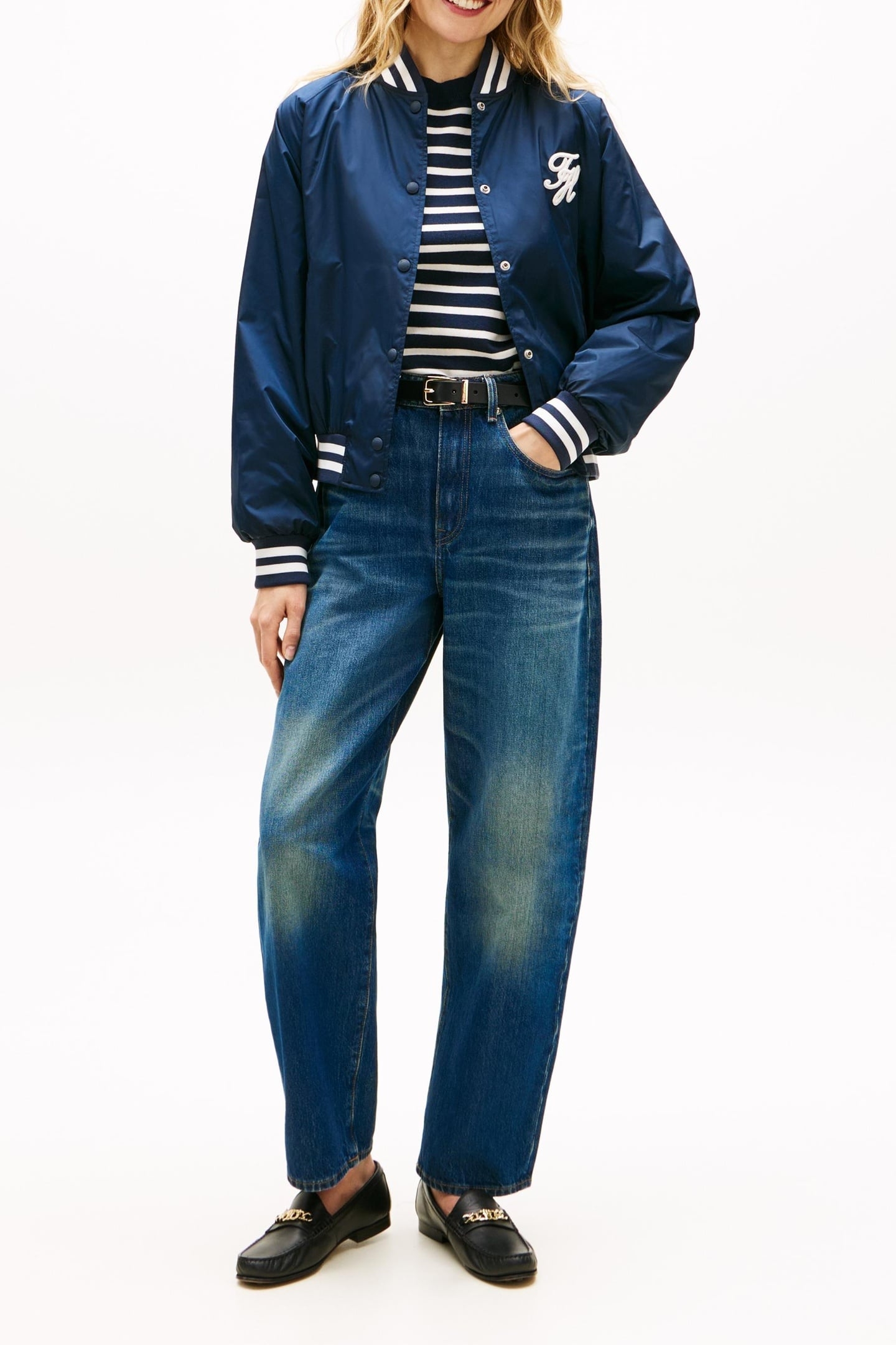 VARSITY NYLON BOMBER DARK NIGHT NAVY 1