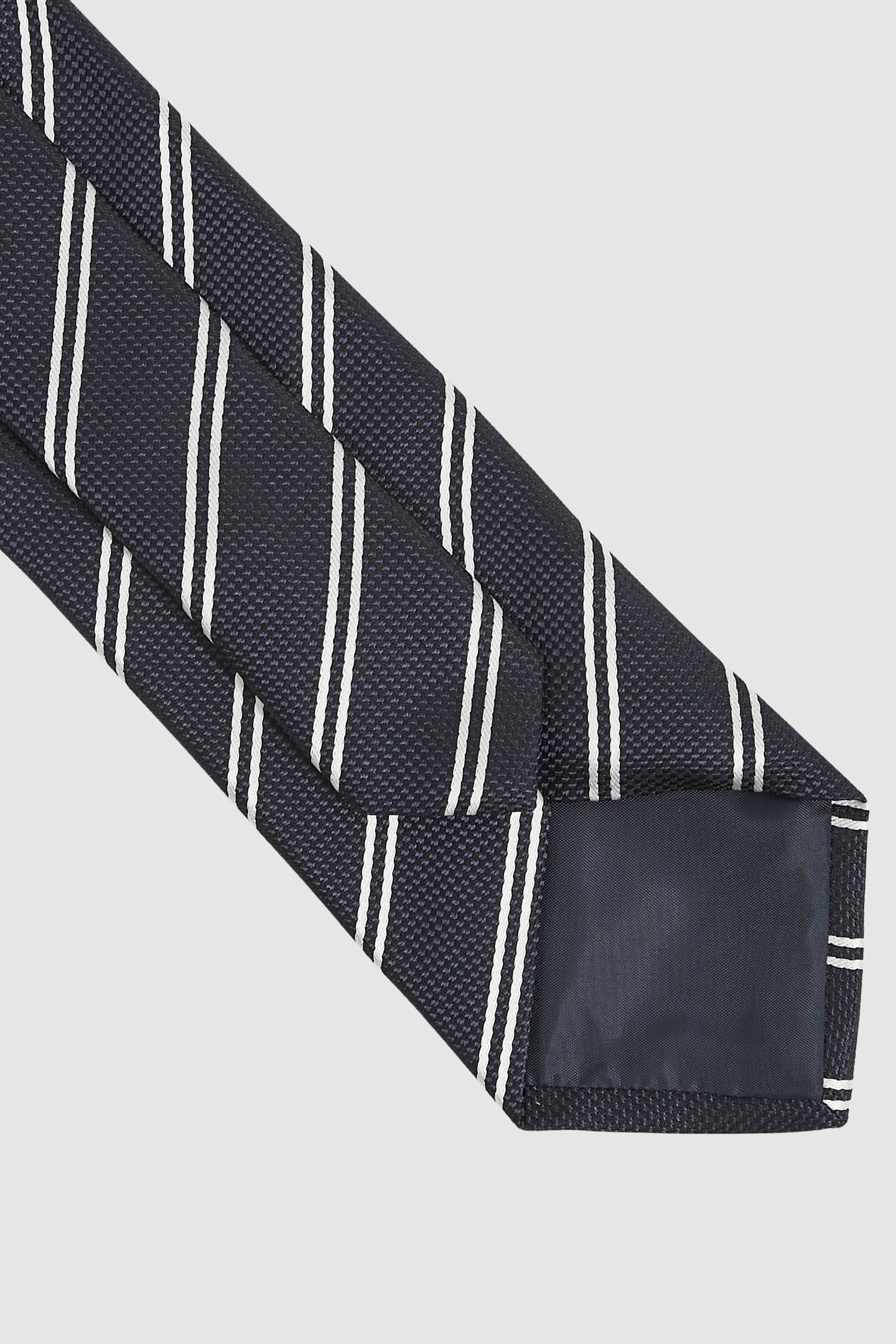 STRIPE SILK BLEND TIE NAVY 4
