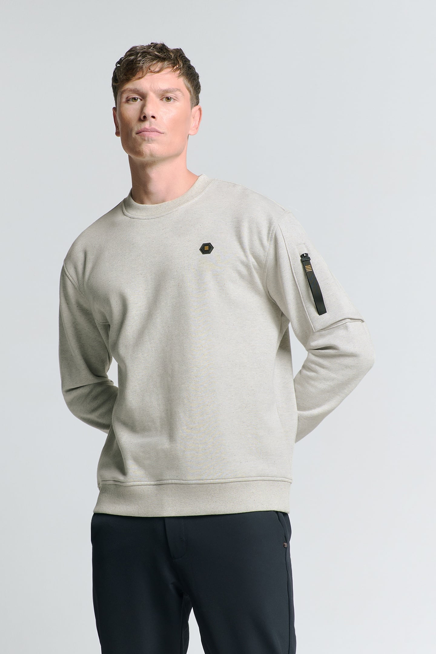 SWEATER CREWNECK MELANGE CHALK 1