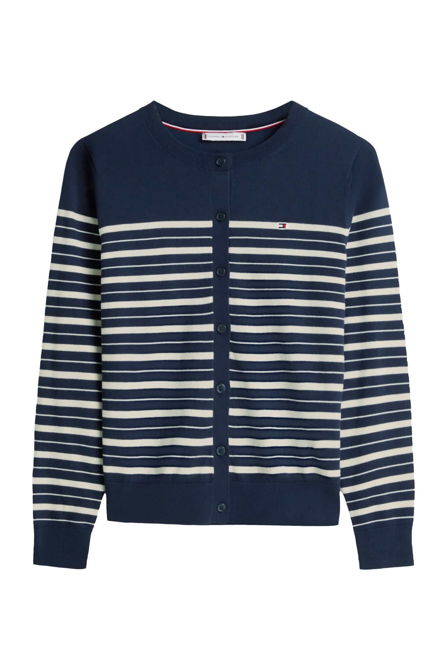 JERSEY CREW NECK CARDIGAN DARK NIGHT NAVY/CALICO MULTI 2