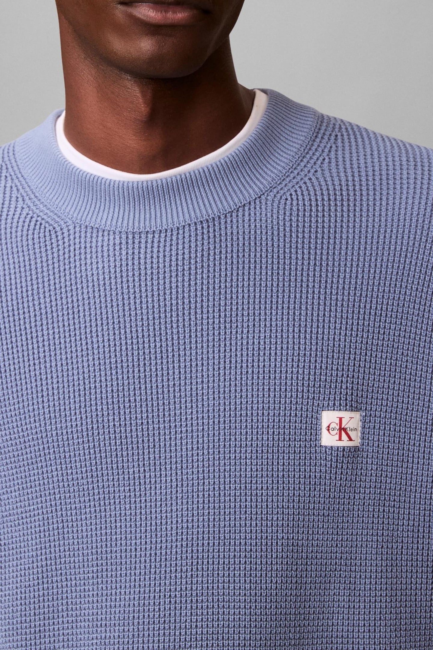 LS EZ COTTON WAFFLE SWEATER DUSTY SAILOR BLUE 5