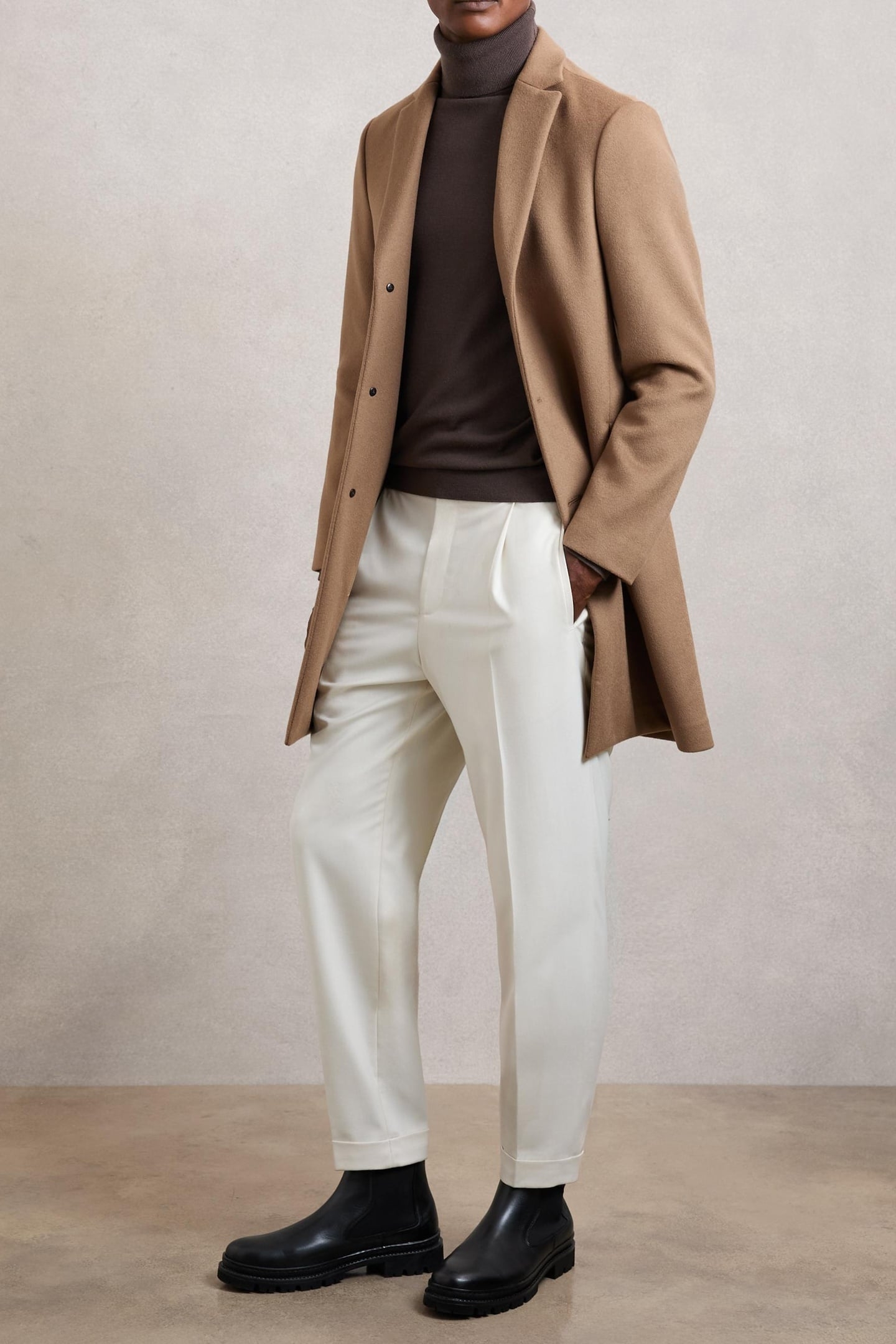 LS SB WOOL BLEND OVERCOAT LIGHT BROWN 5