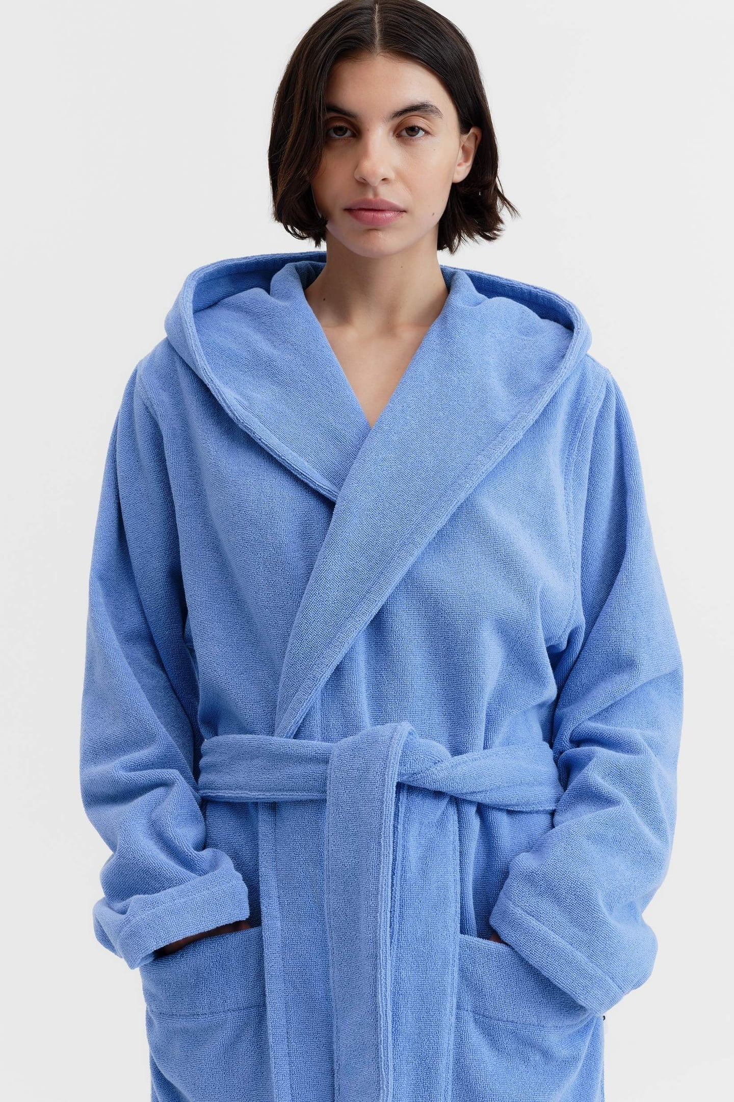 UNISEX HOODED BATHROBE CLEAR BLUE 4