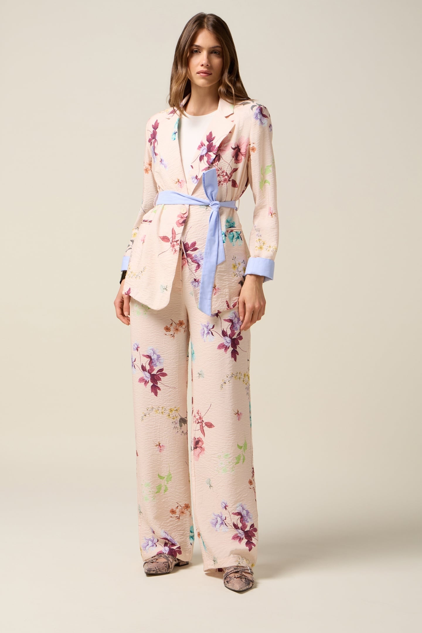 PATTERNED BLAZER WITH SASH PINK 1