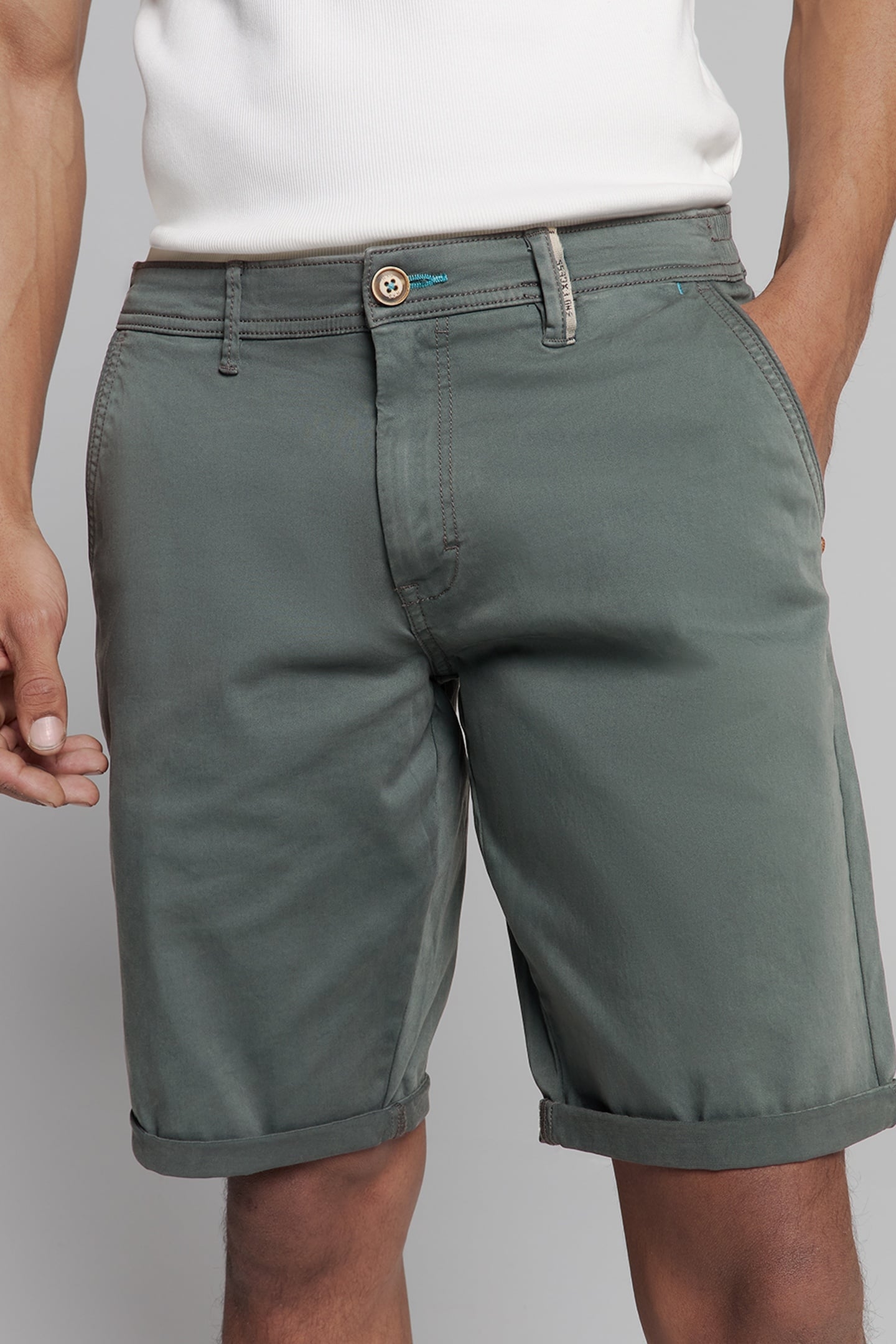 SHORT CHINO GARMENT DYED TWILL STRETCH DARK STEEL 4