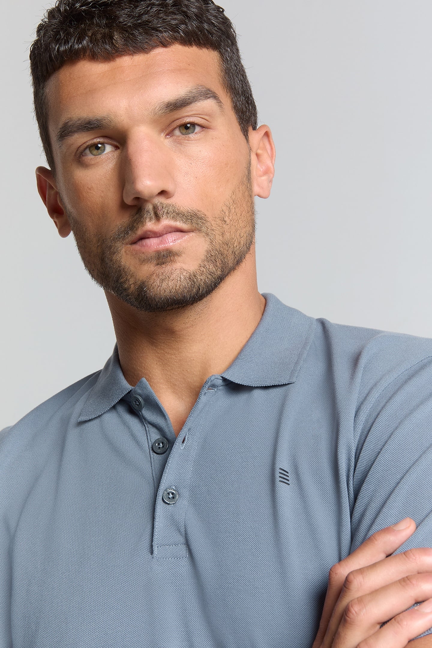 POLO PIQUE SOLID STRETCH WASHED BLUE 4