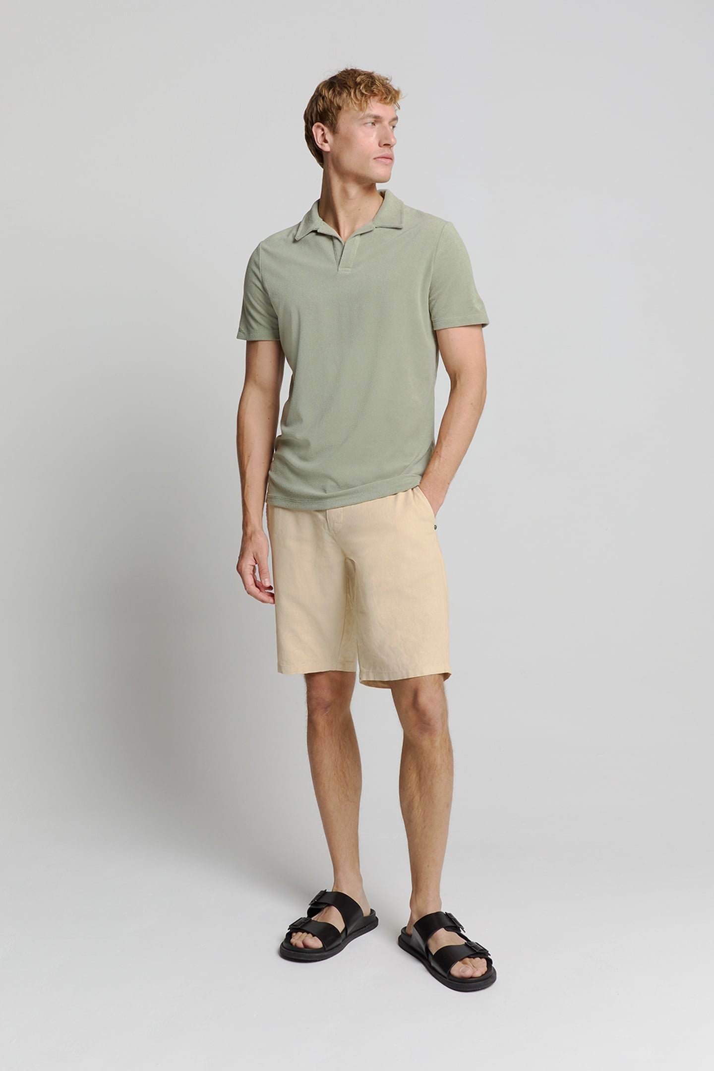 POLO REVERS SOLID TERRY KNIT SMOKE 3