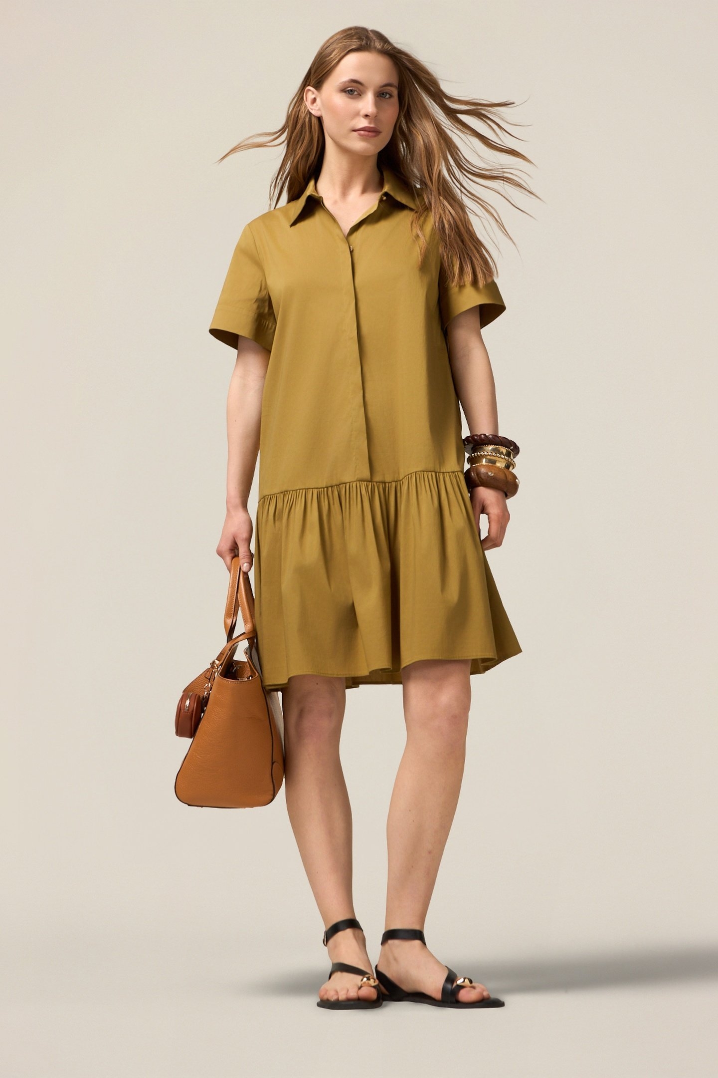 SHIRTDRESS WITH RUFFLE GREEN 1