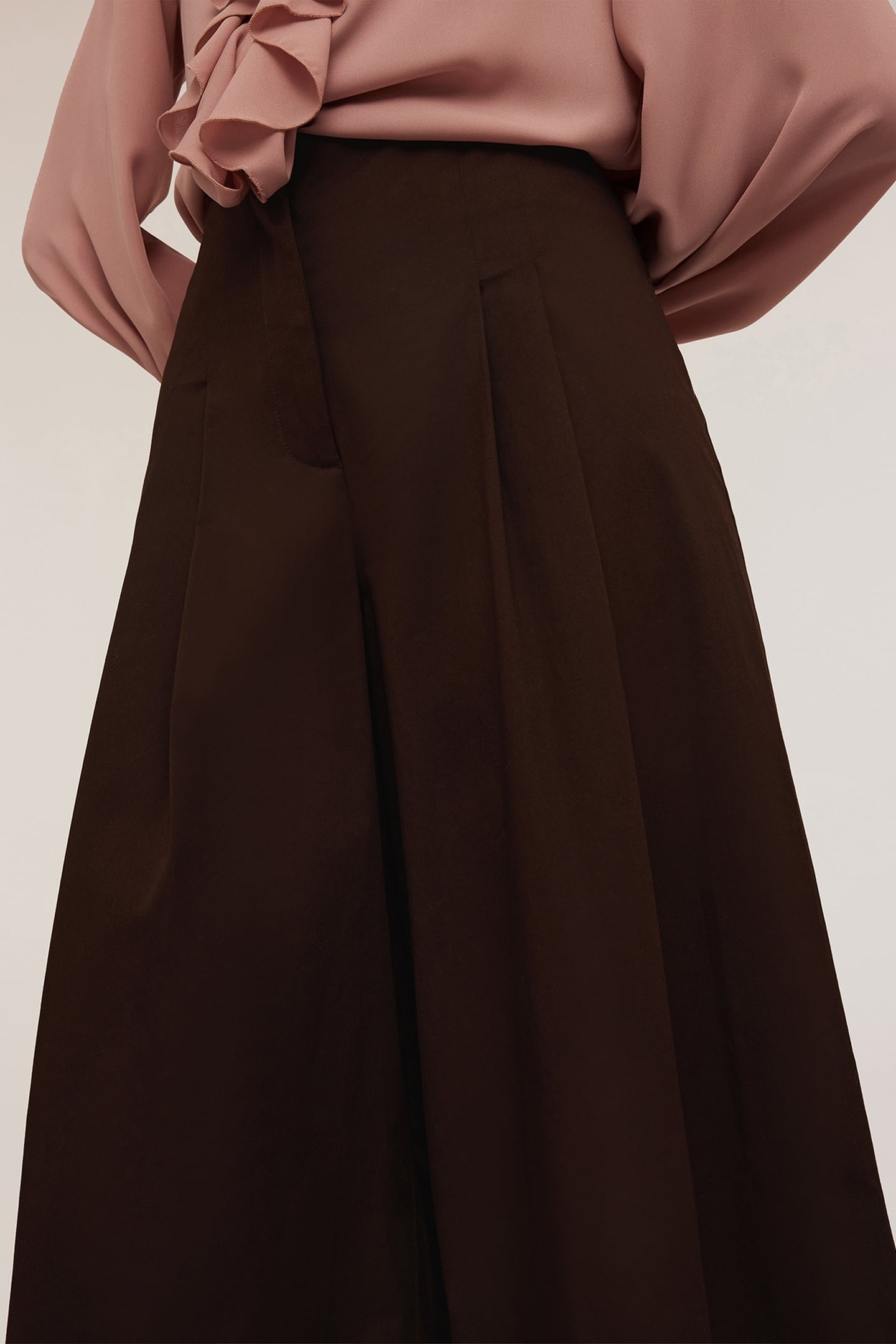 COTTON PALAZZO TROUSERS BROWN 4