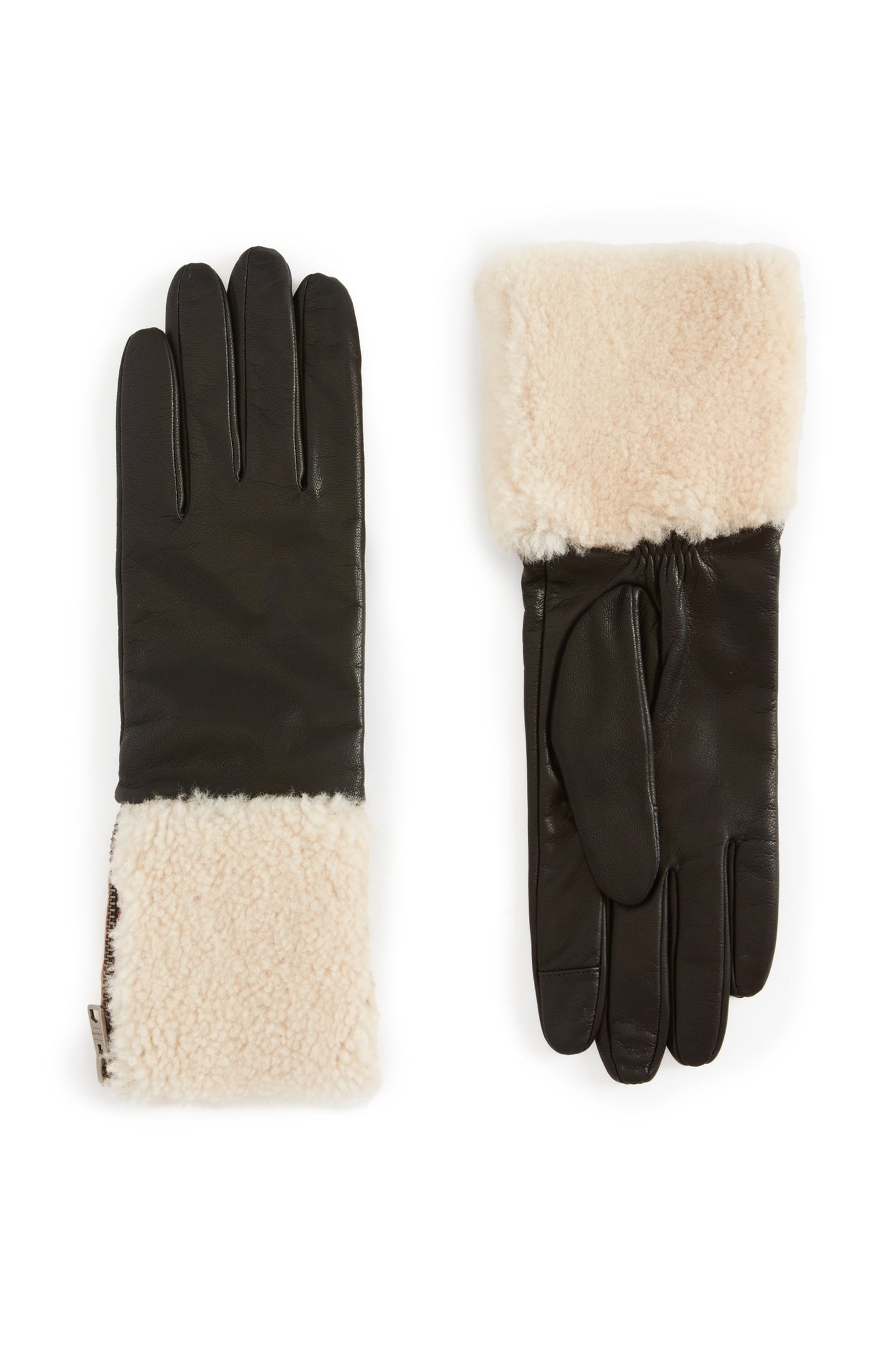 SASHA SHEARLING GLOV BLACK/ECRU WHITE 2