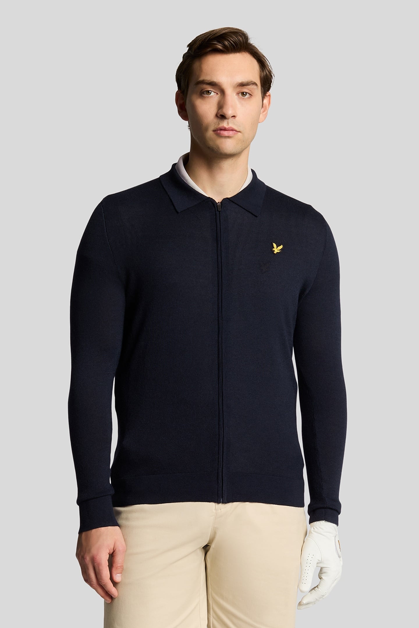 LIGHTWEIGHT KNITTED COLLARED CARDIGAN DARK NAVY 2