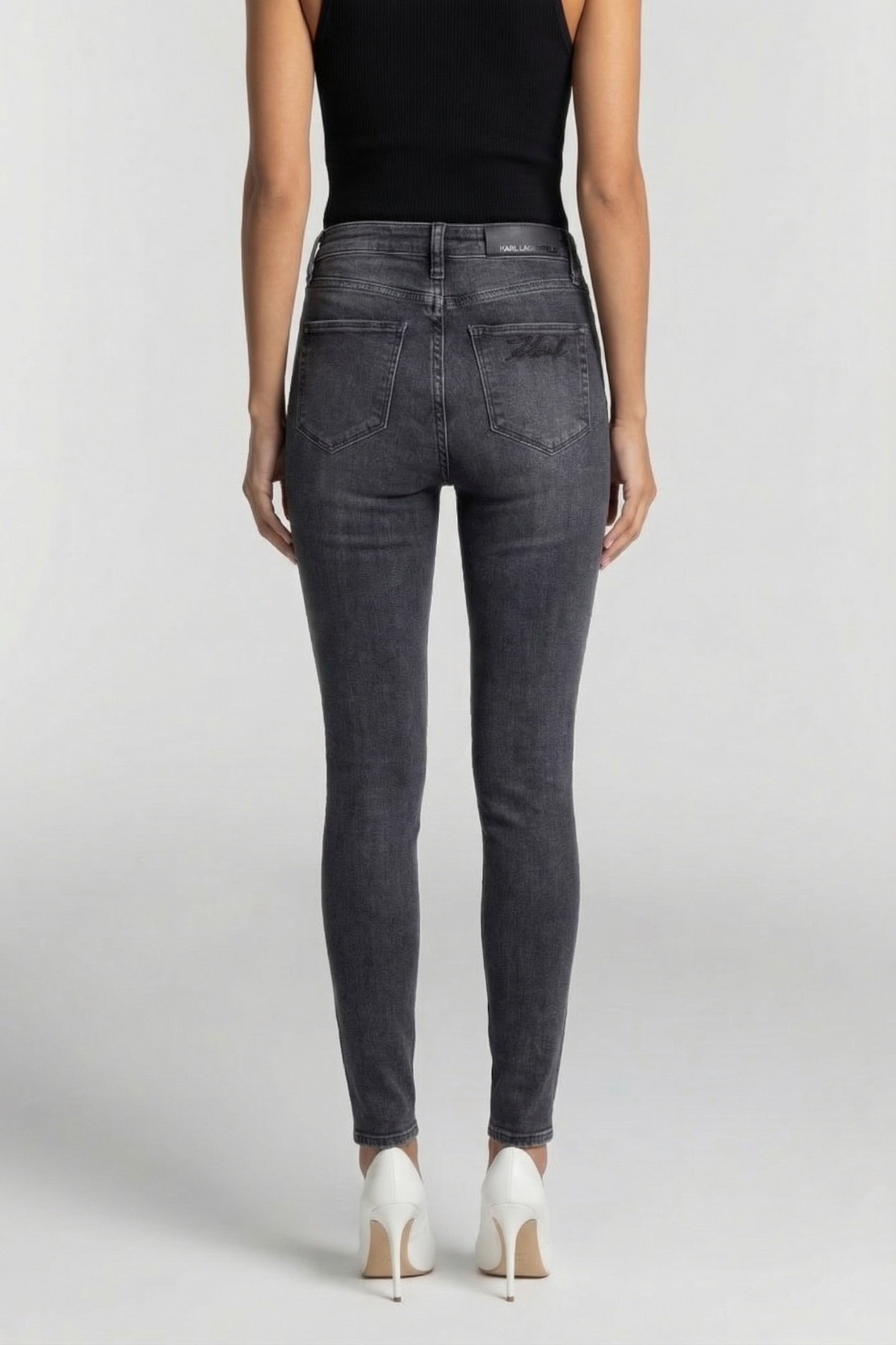 DARK GREY DENIM SKINNY DENIM PANTS 2