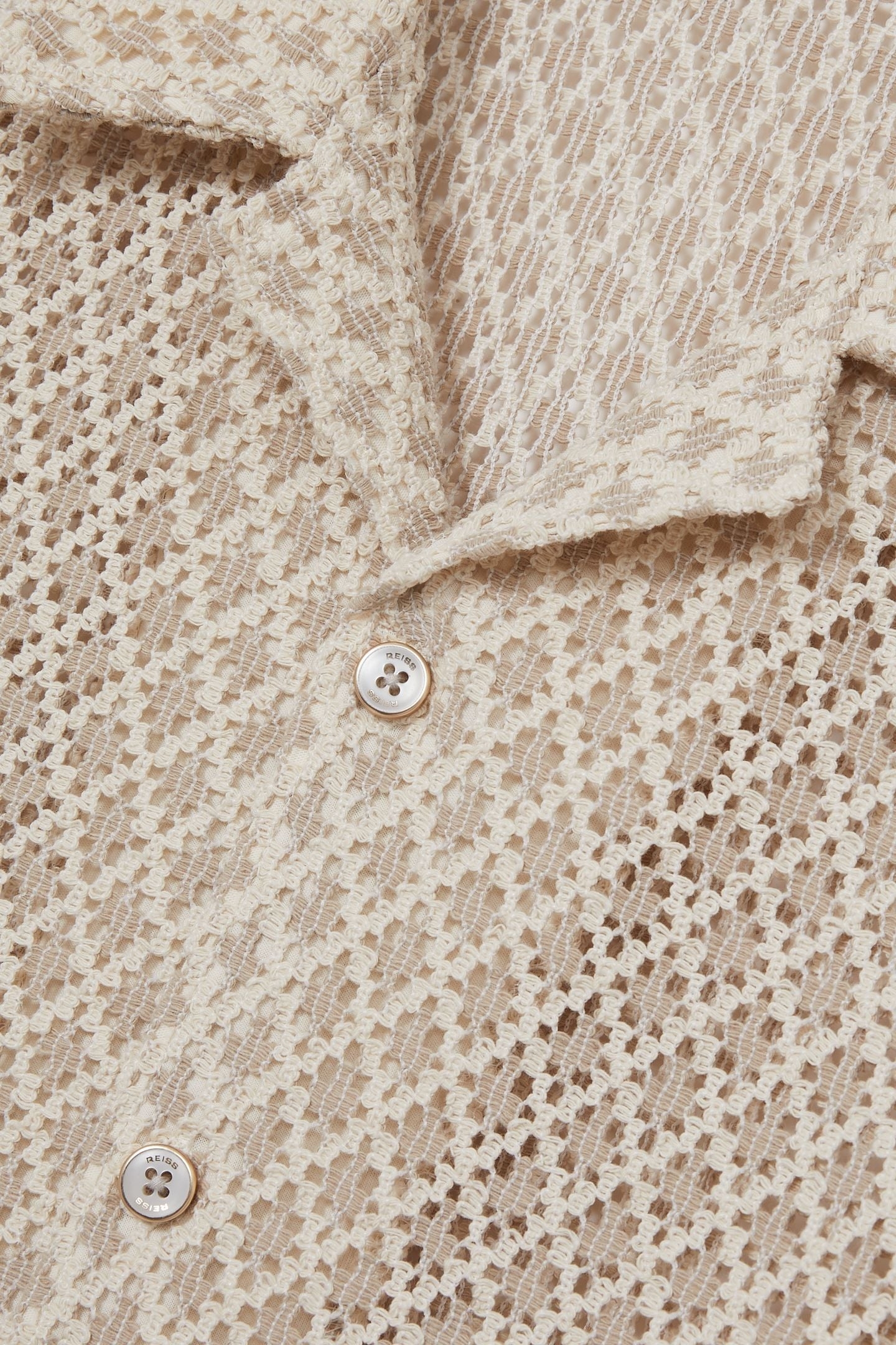 SS GEO CROCHET CUBAN SHIRT OATMEAL 5