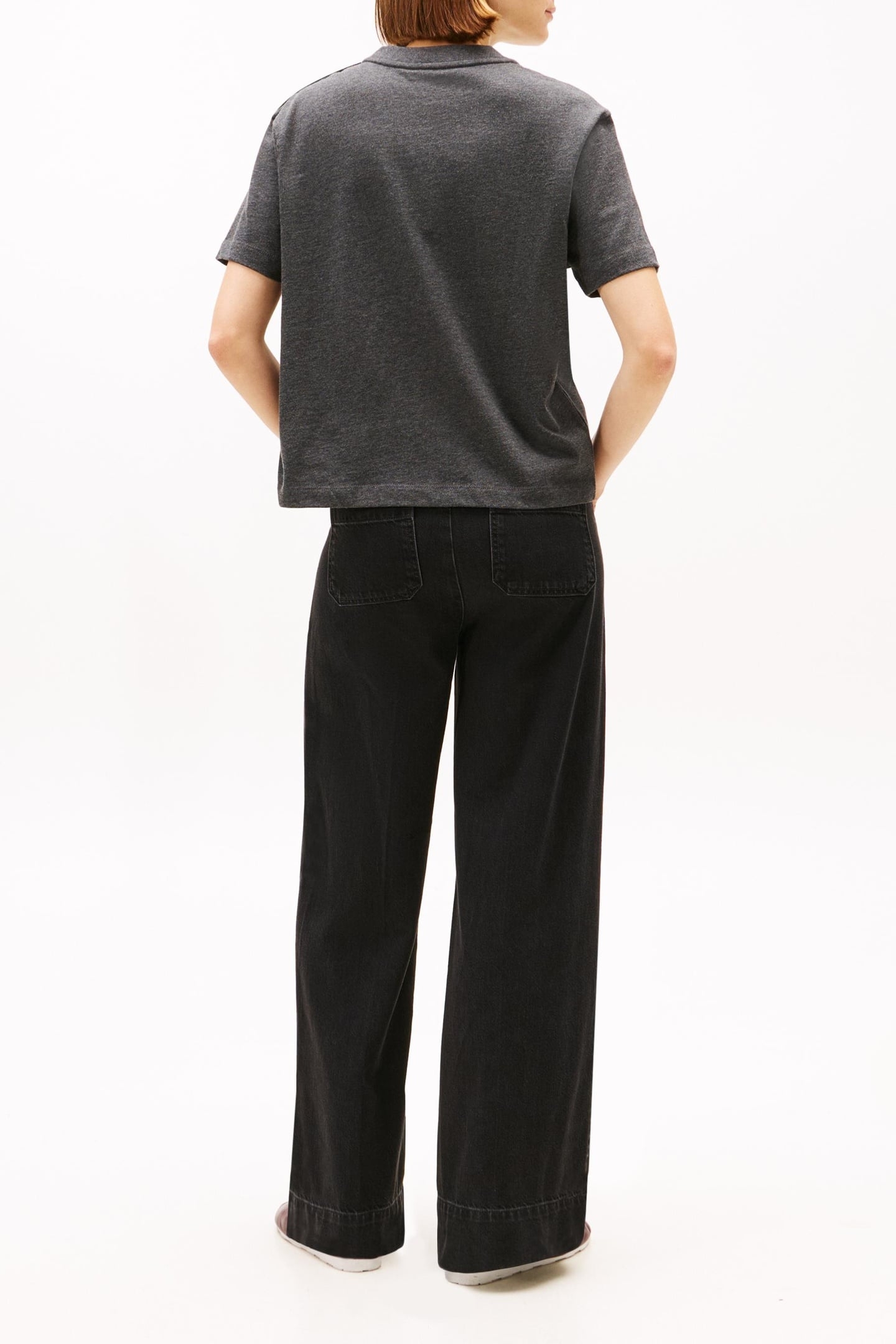 GOLD-TONE BUTTON LOGO EMBROIDERY RELAXED T-SHIRT GREY 3