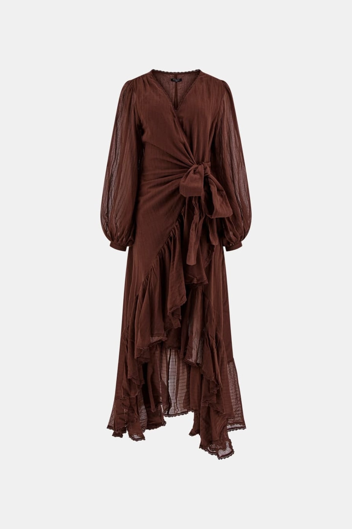 MARCIANO BY GUESS ELSA WRAP FLARE DRESS CIOCCOLATA 3