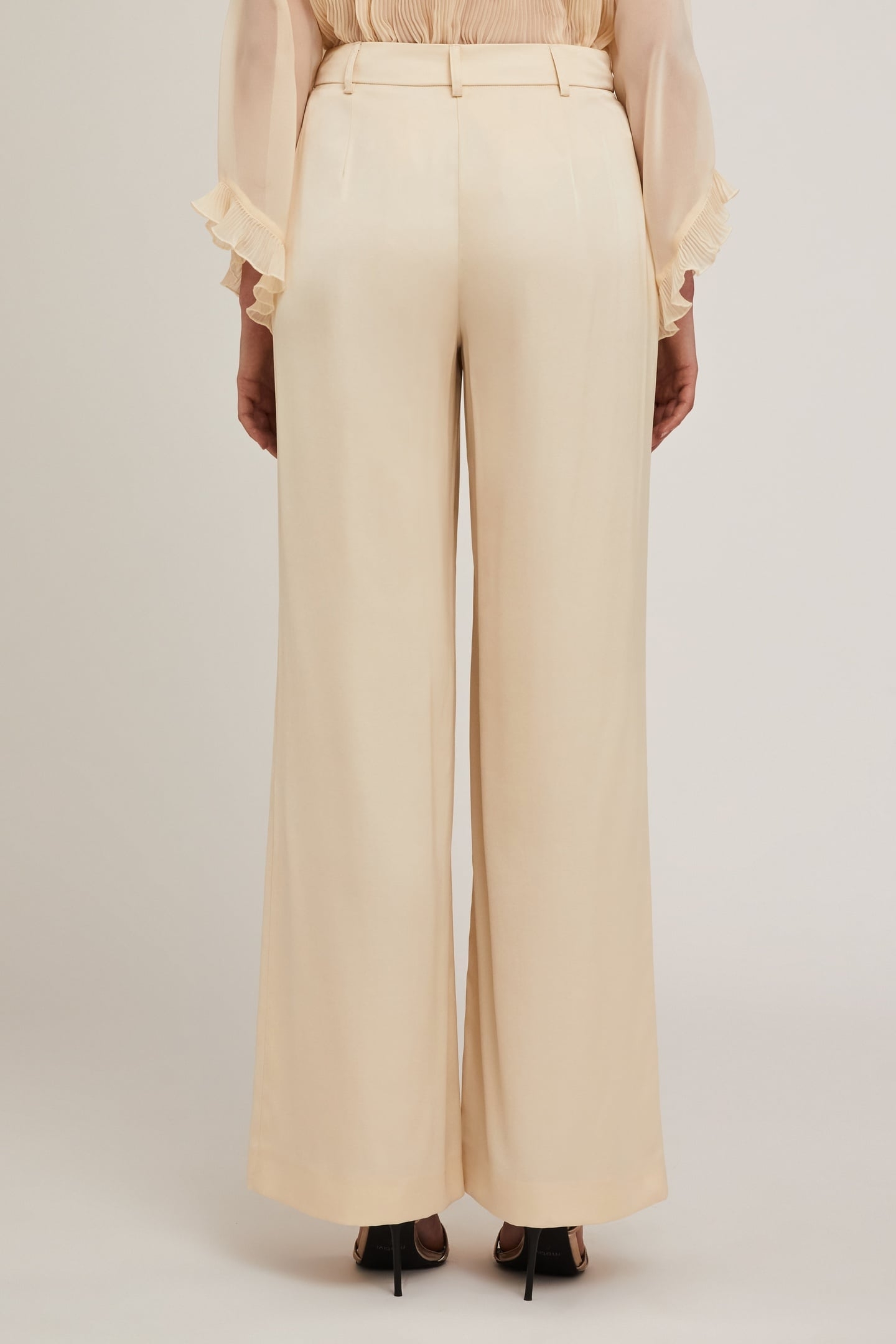 SATIN PALAZZO TROUSERS BEIGE 3