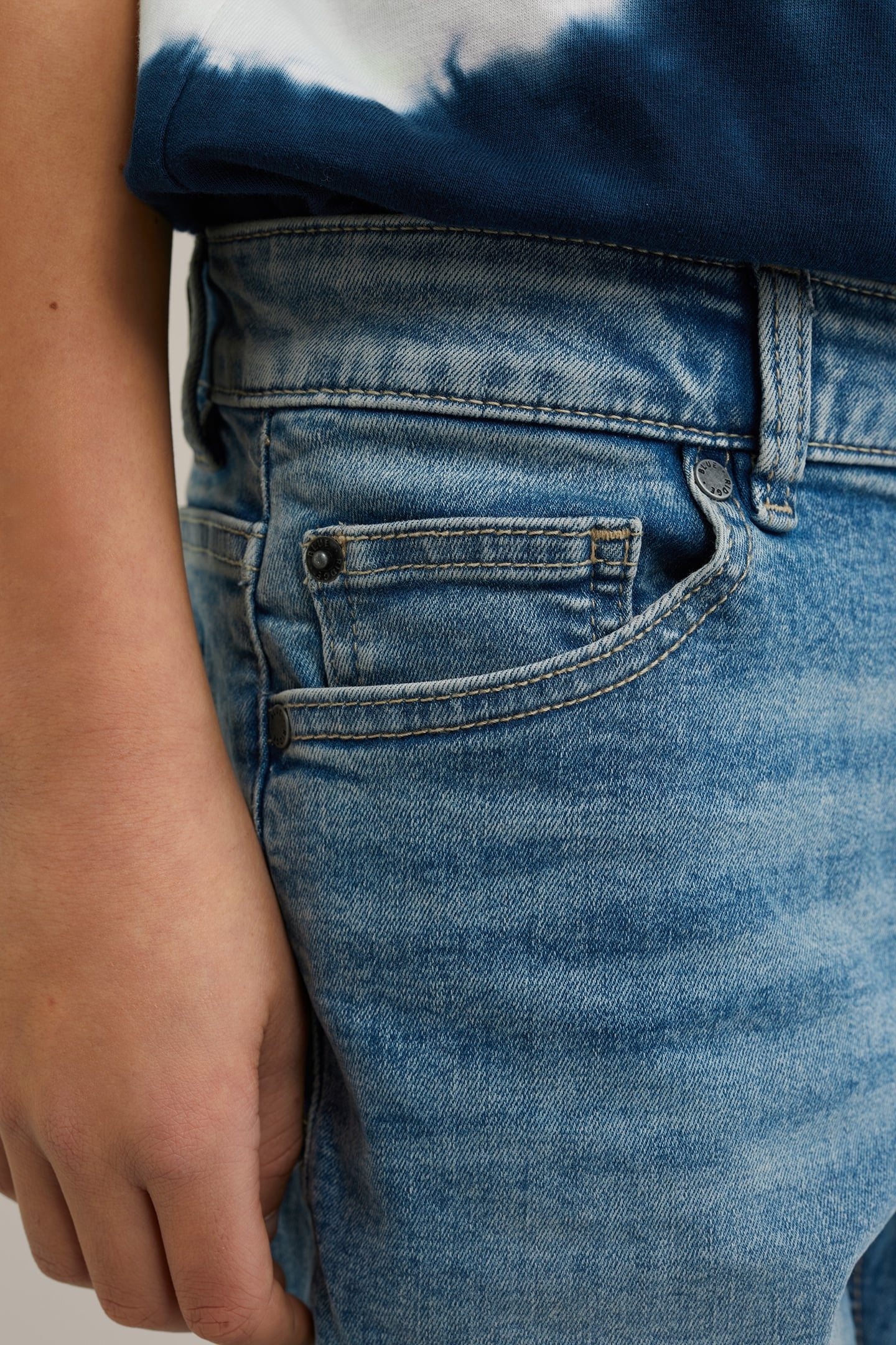 5-POCKET MID WAIST BLUE 5