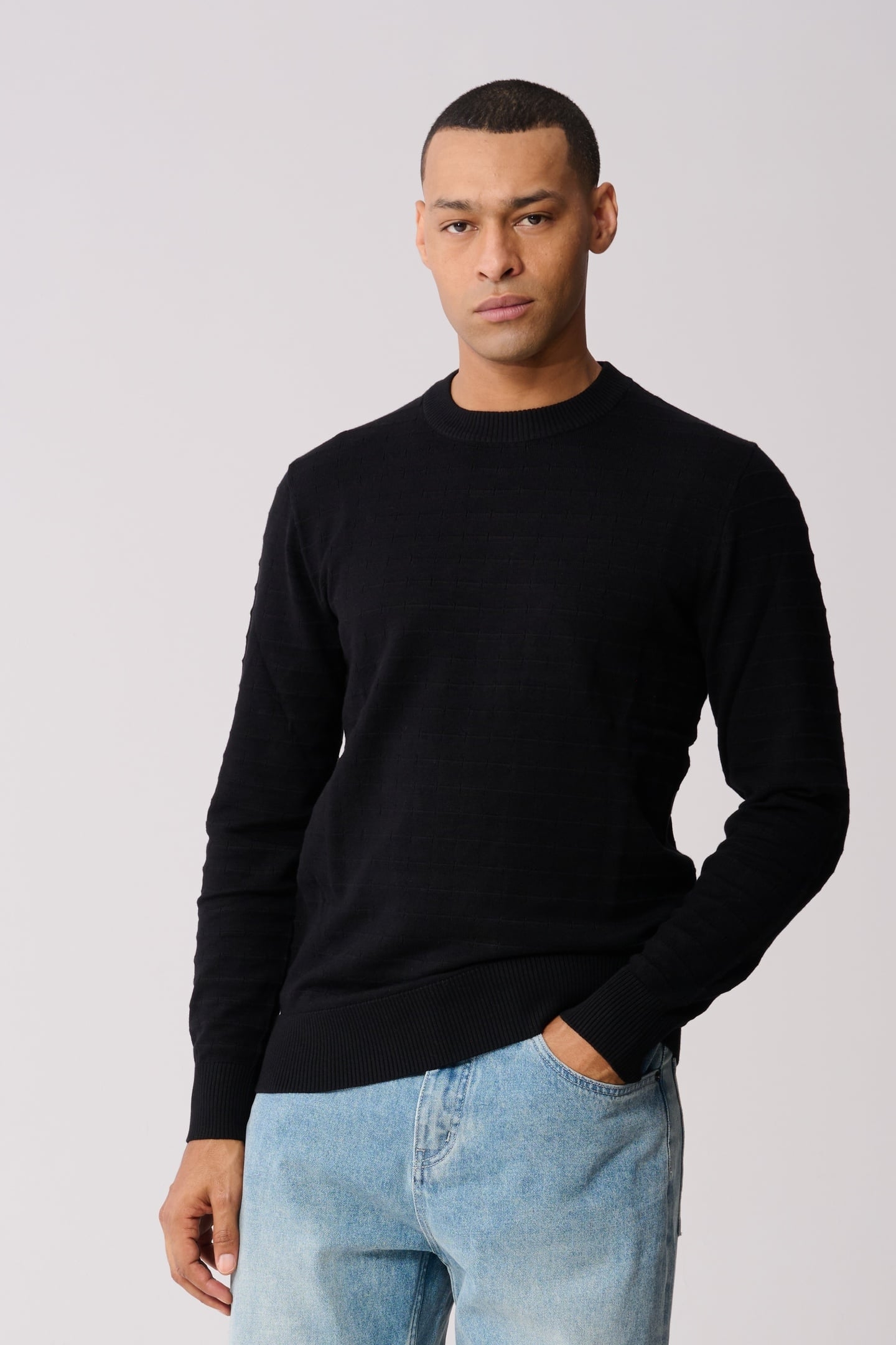 MA-SBFENCING BLOCK KNIT BLACK 1