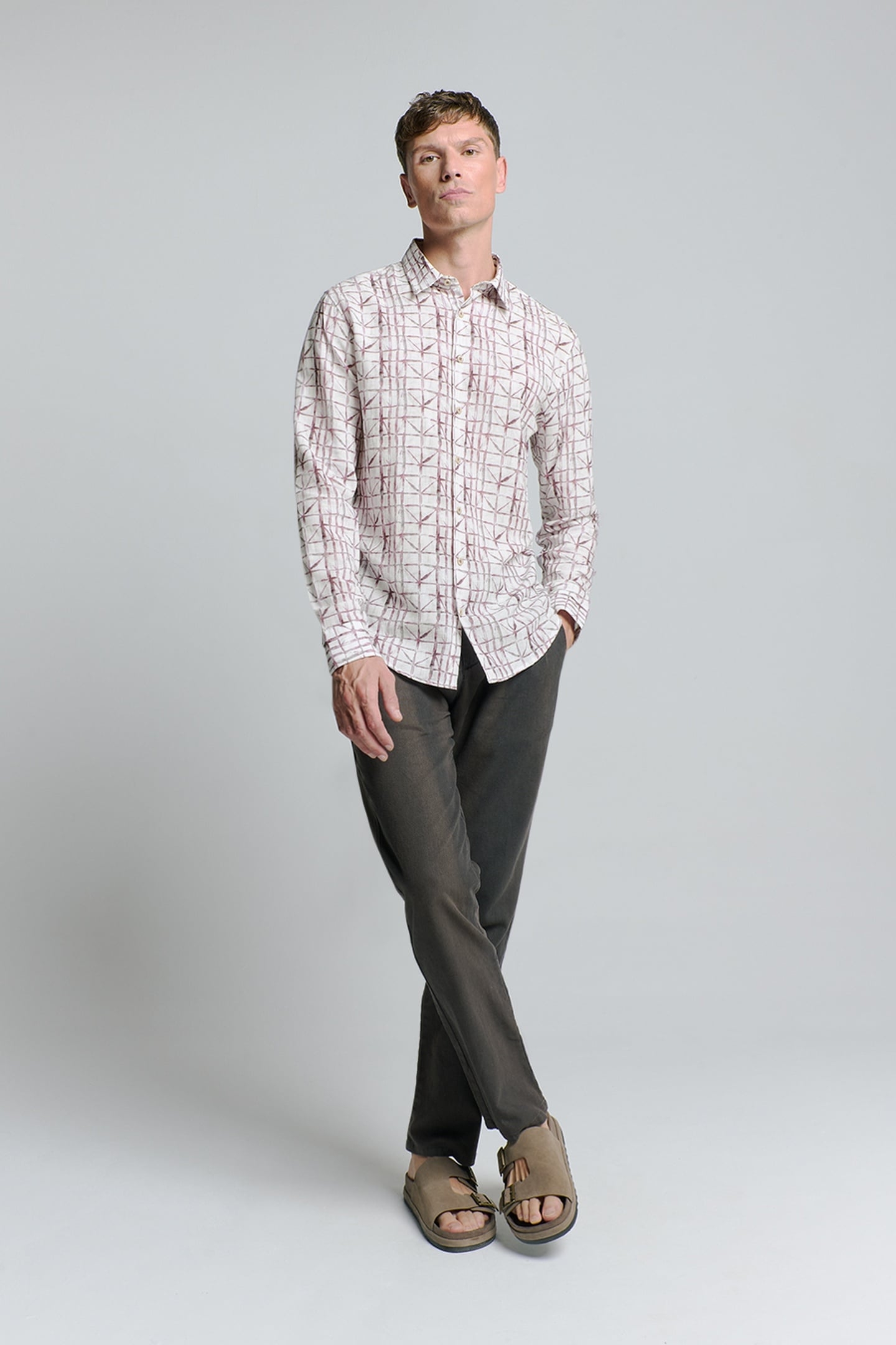 SHIRT ALLOVER PRINTED WITH LINEN MAUVE 3