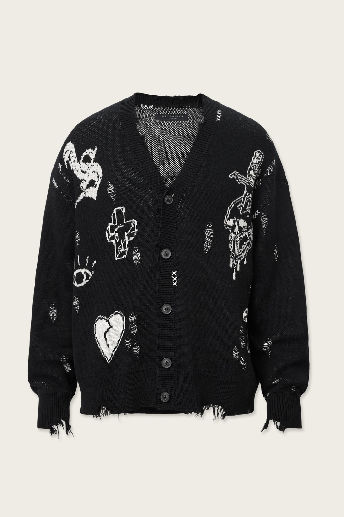 CALEDON CARDIGAN BLACK/CHALK WHITE 5