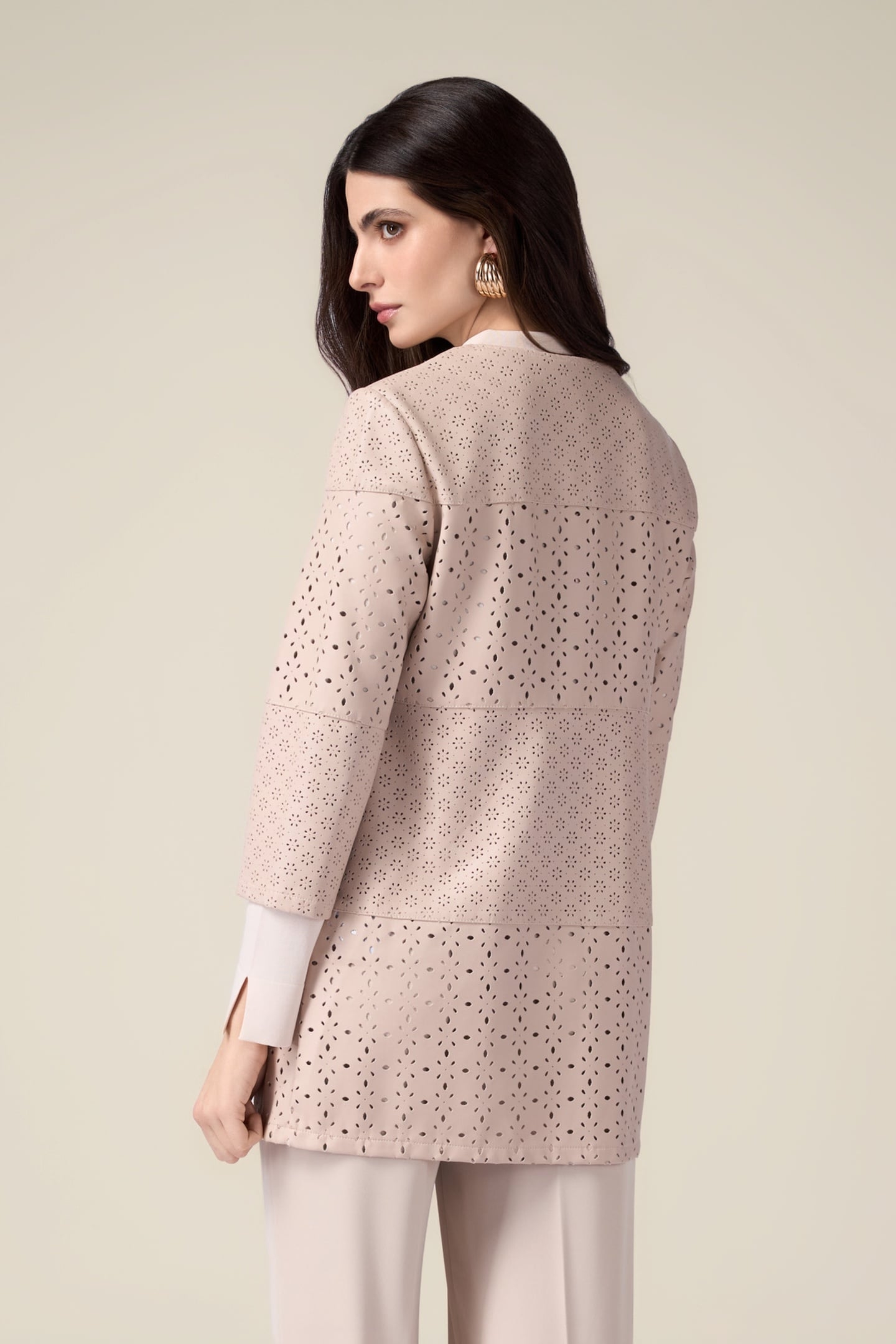PERFORATED MIDI JACKET BEIGE 2