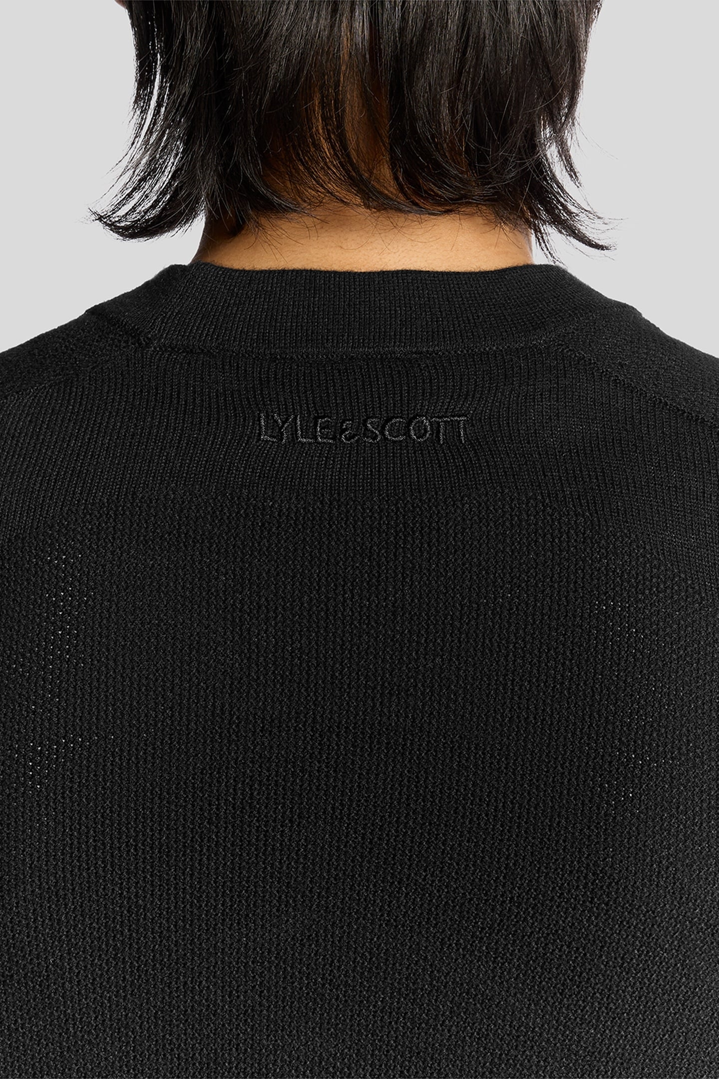 PIQUE MOCK NECK JUMPER JET BLACK 5