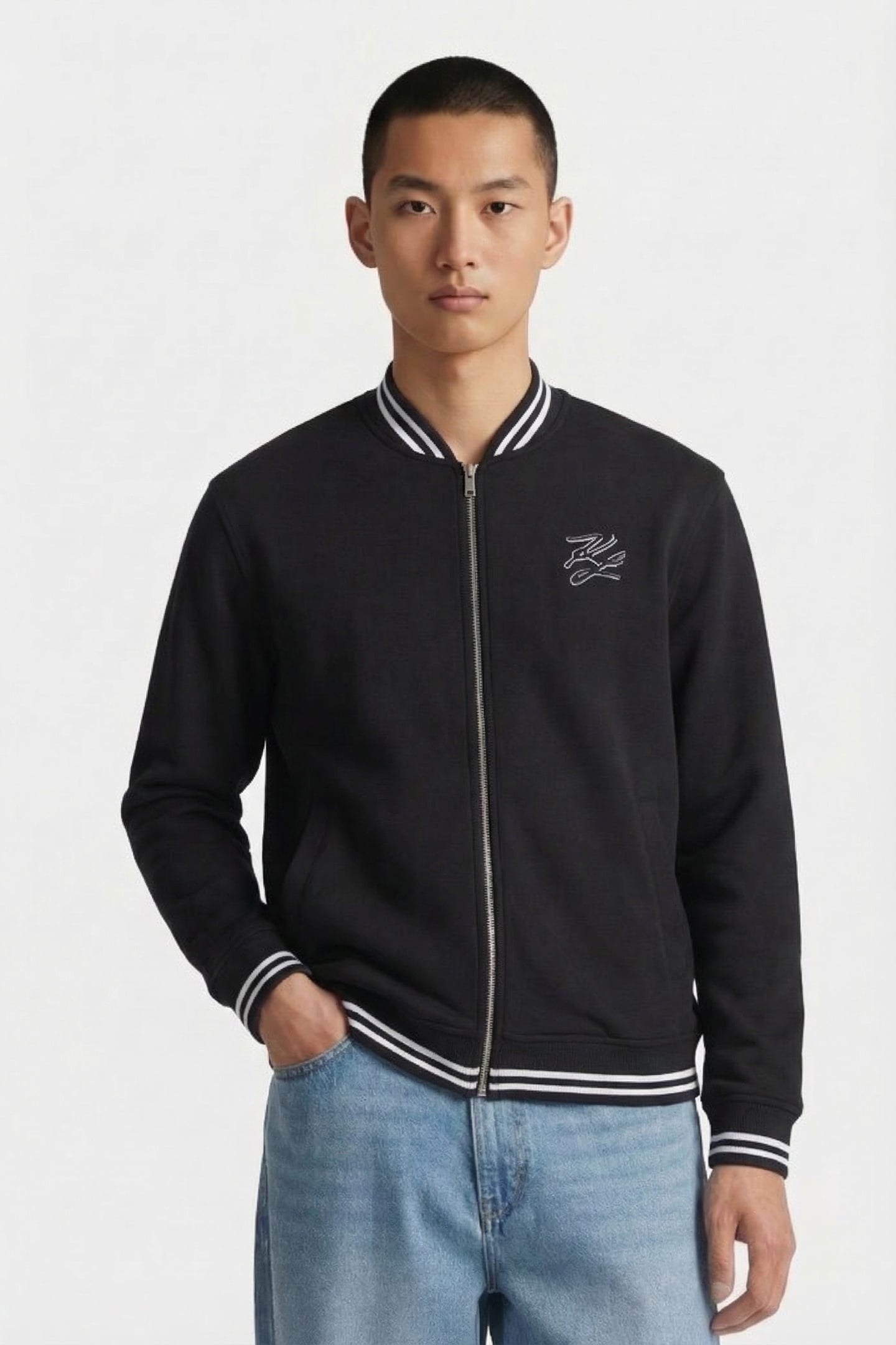 BLACK SWEAT ZIP JACKET 1