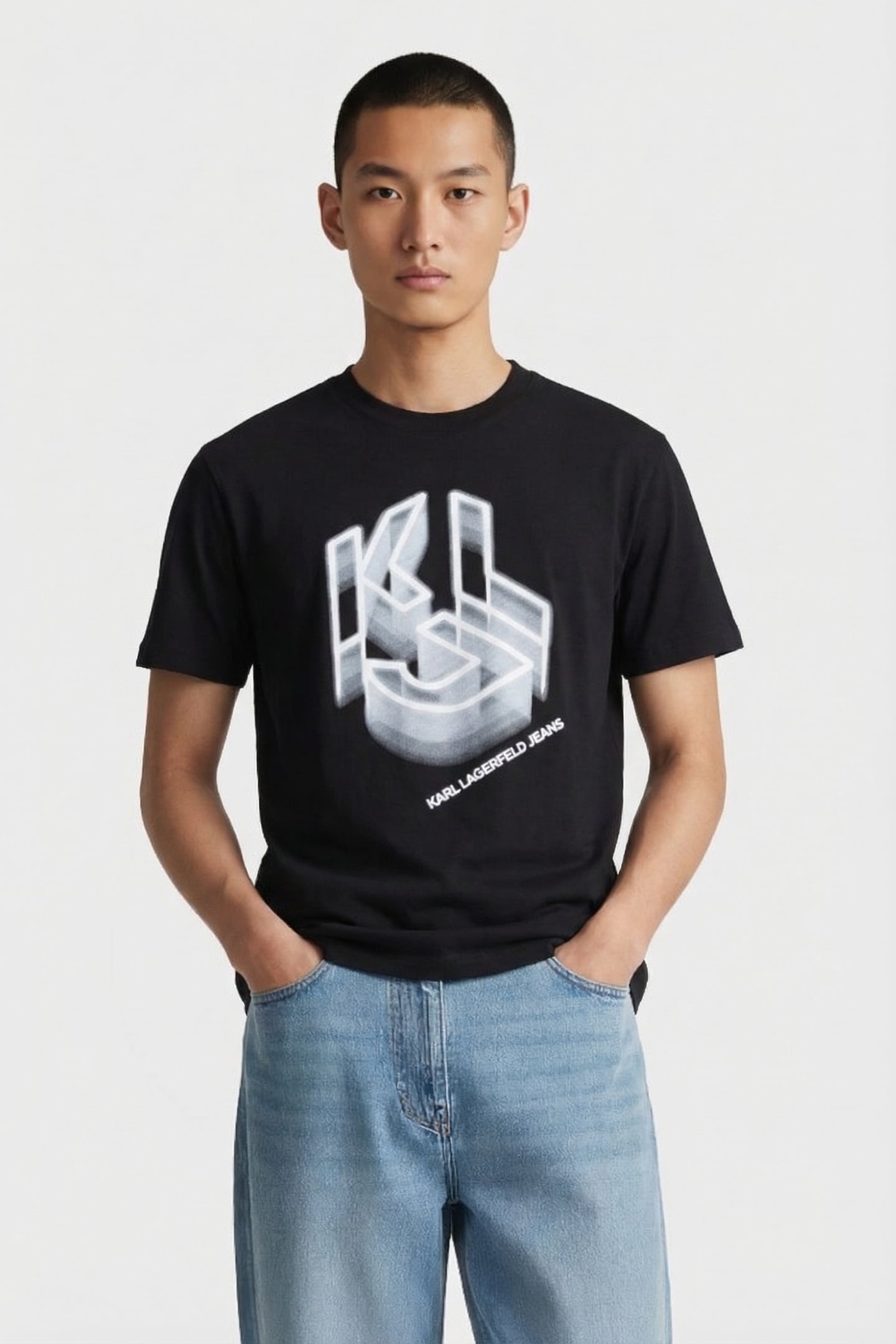 BLACK KLJ REG MONOGRAM TEE 1
