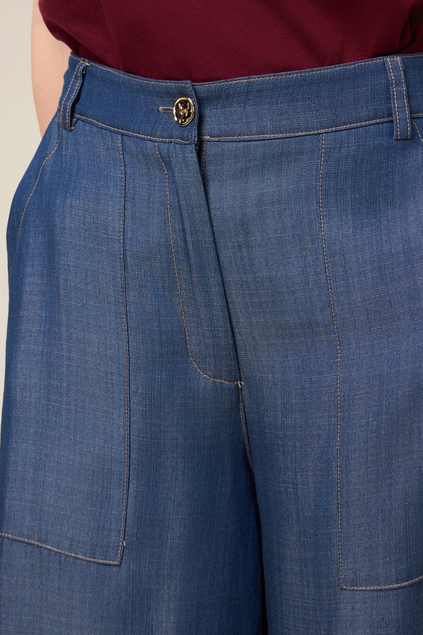 WIDE-LEG PALAZZO JEANS IN TENCEL SATIN BLUE 5