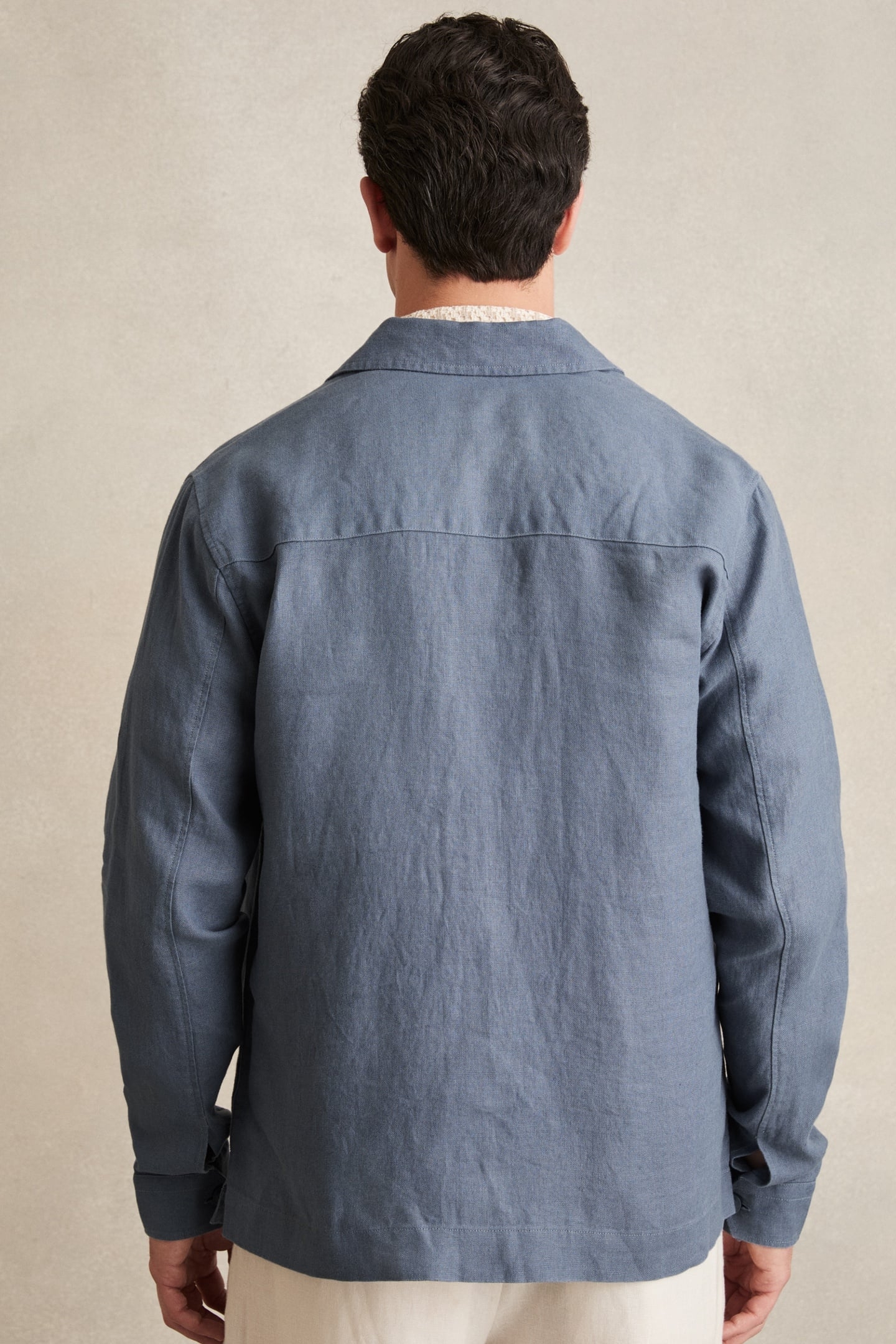 LS LINEN TWIN POCKET OVERSHIRT AIRFORCE BLUE 2