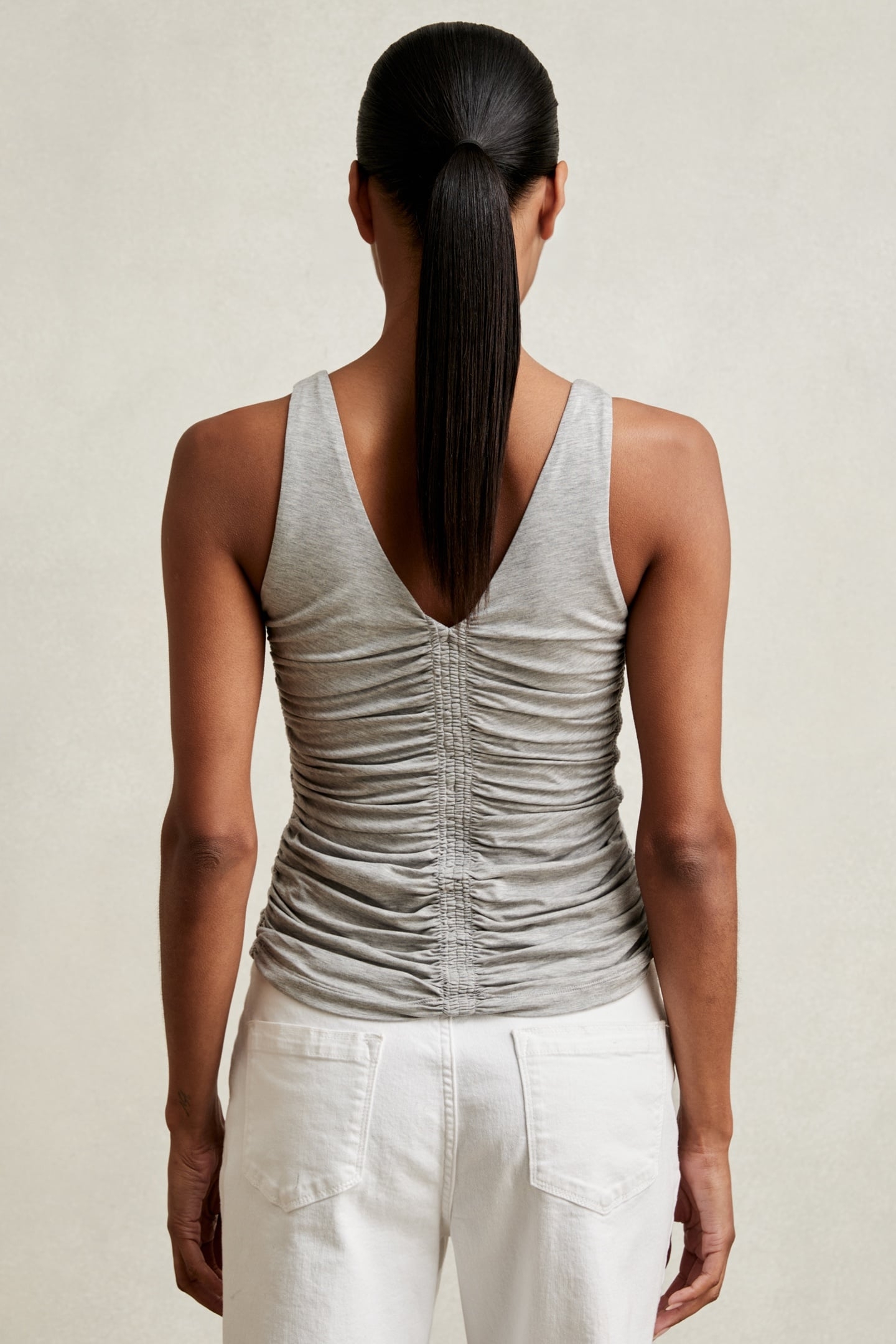 LOW BACK RUCHED VEST SILVER GREY 3