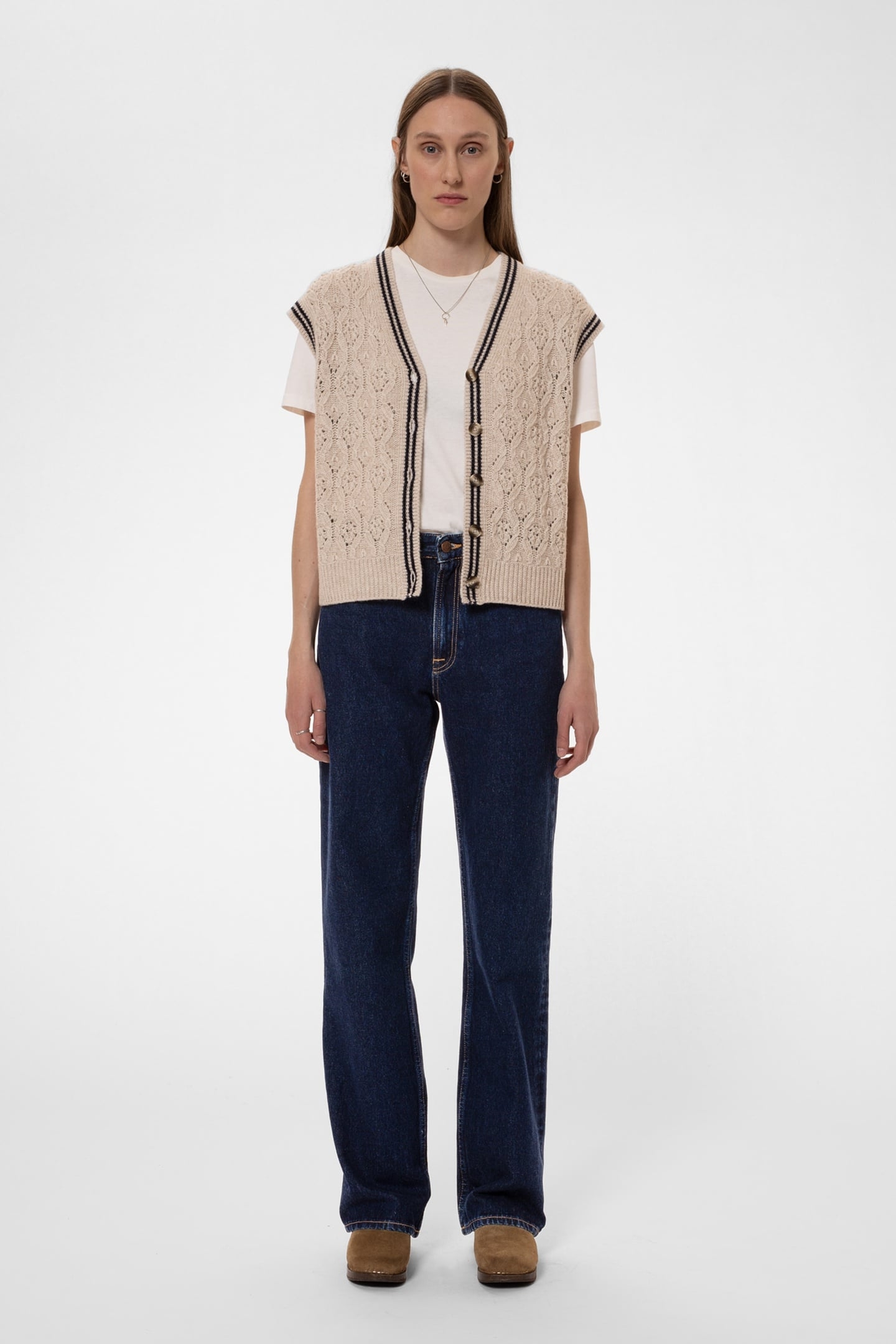 KIM POINTELLE KNIT VEST OAT 1