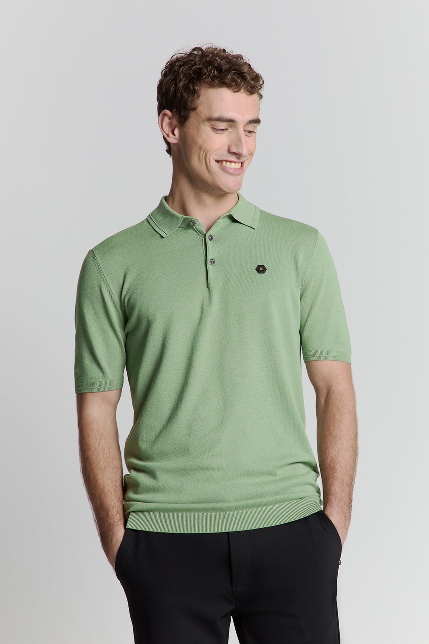 PULLOVER SHORT SLEEVE POLO BUTTON SOLID GREEN 1