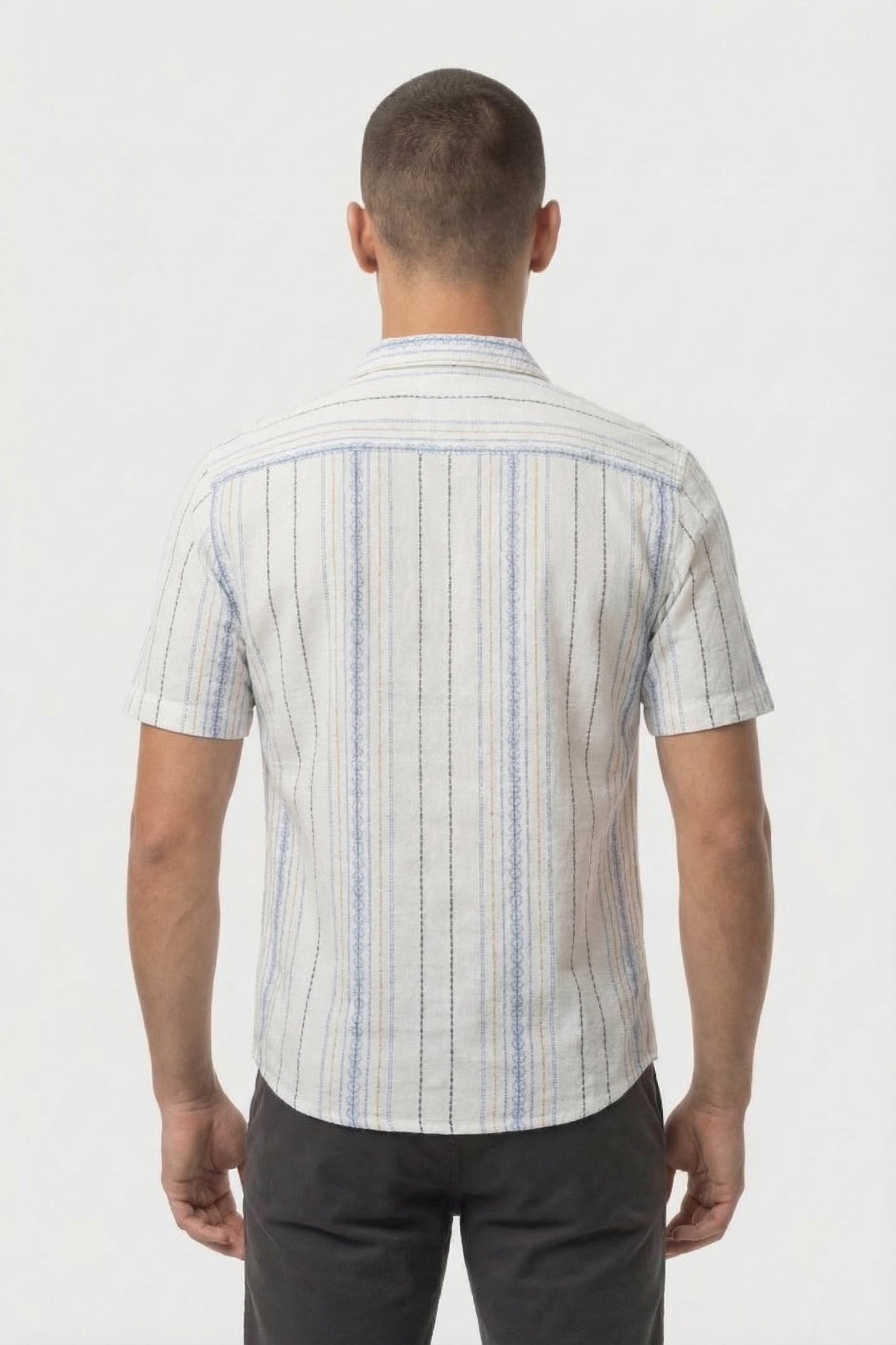 SHIRT SHORT SLEEVE REVERS COLLAR DOBBY VERTICAL EMBROIDERED 4