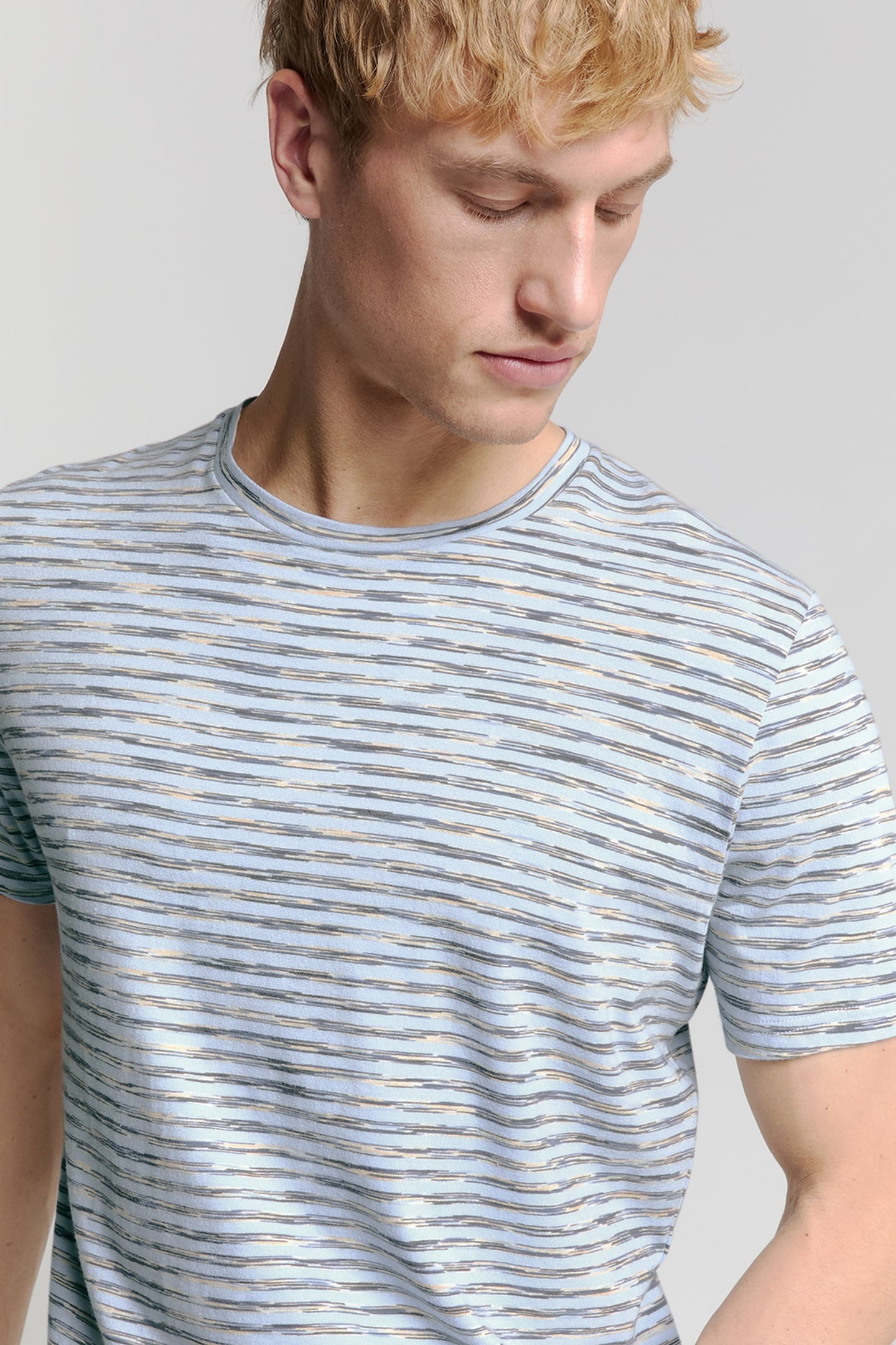 T-SHIRT CREWNECK MULTI COLOURED MELANGE STRIPES SKY 6