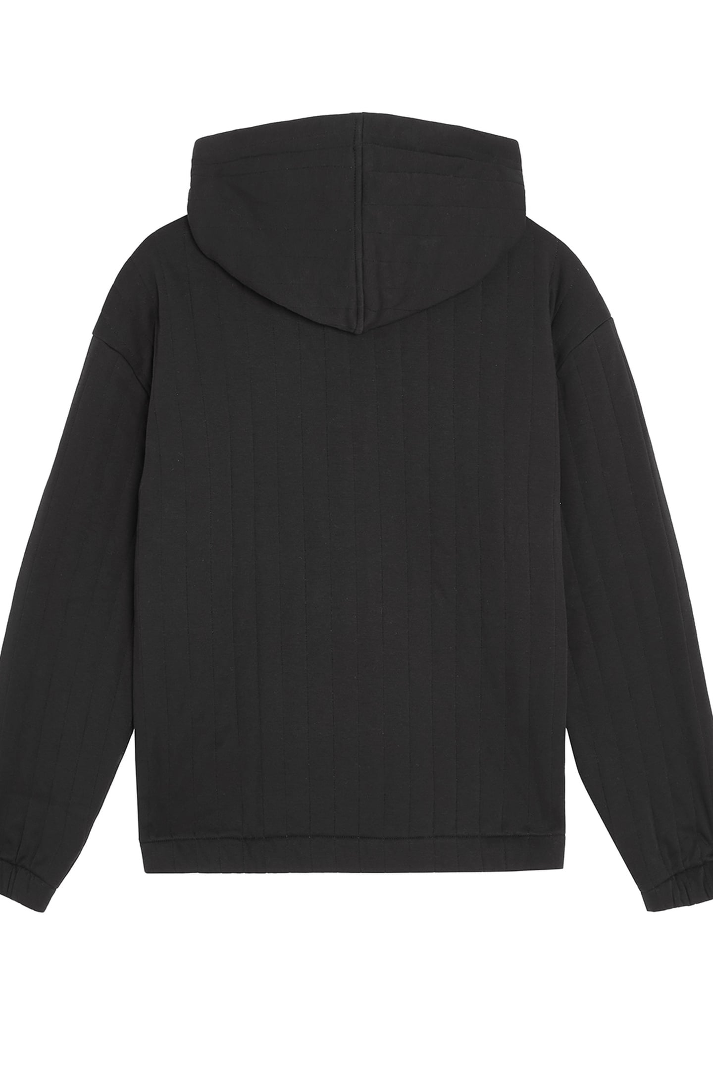 QUILTED ZIP THROUGH HOODIE JET BLACK 2
