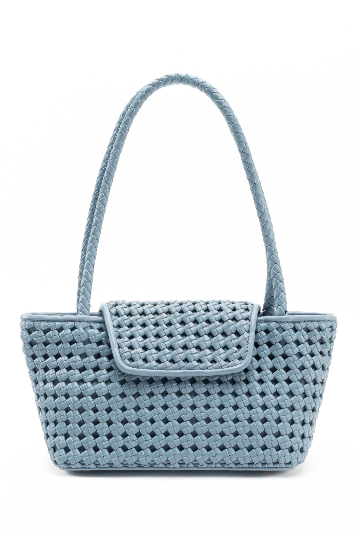 COURRIER TOTE WOVEN LEATHER ARTIC BLUE 1
