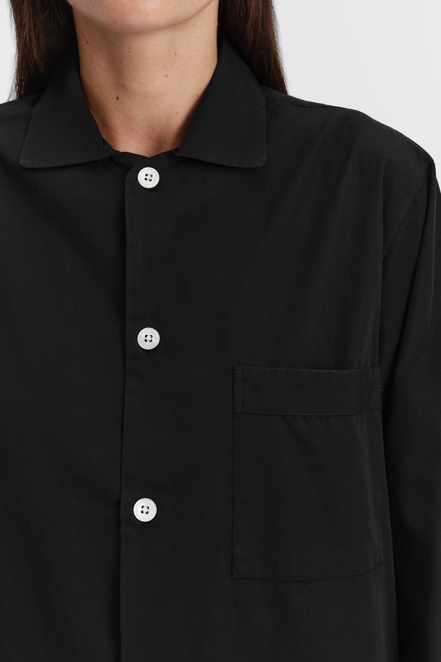 UNISEX POPLIN, PYJAMAS SHIRT ALL BLACK 8