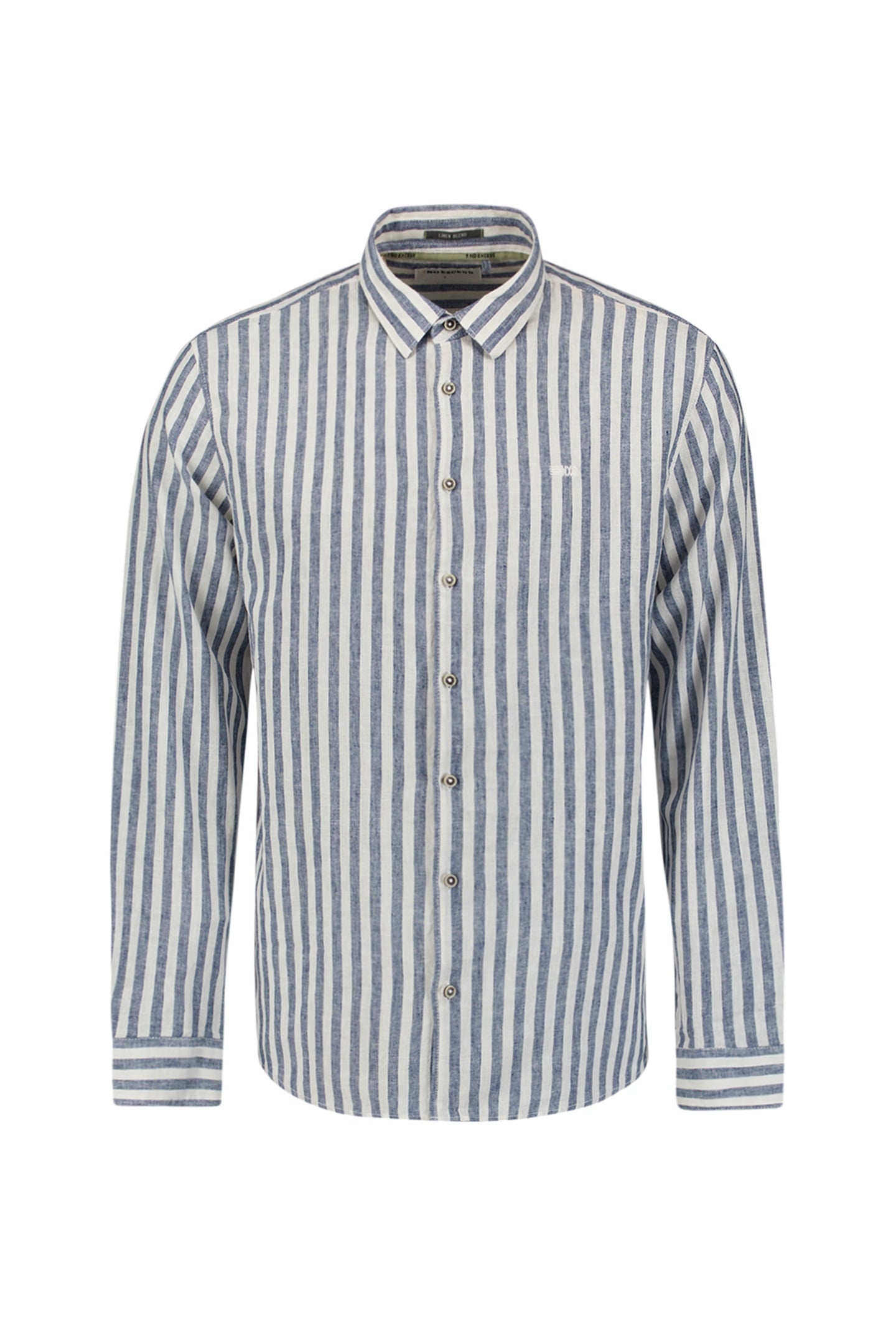 SHIRT VERICAL BIG STRIPES WITH LINEN INDIGO BLUE 5