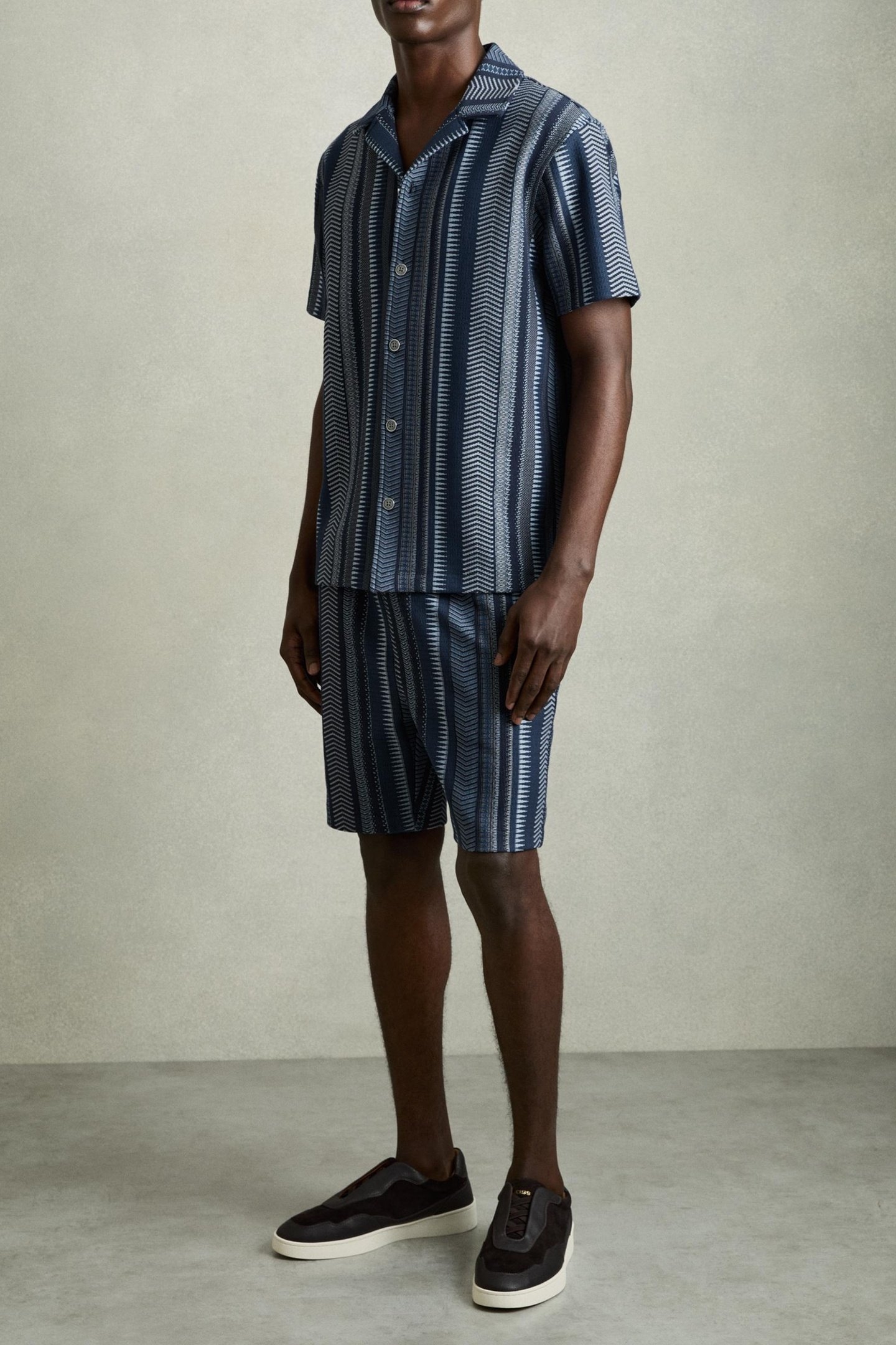 SS AZTEC STRIPE CUBAN SHIRT NAVY 3