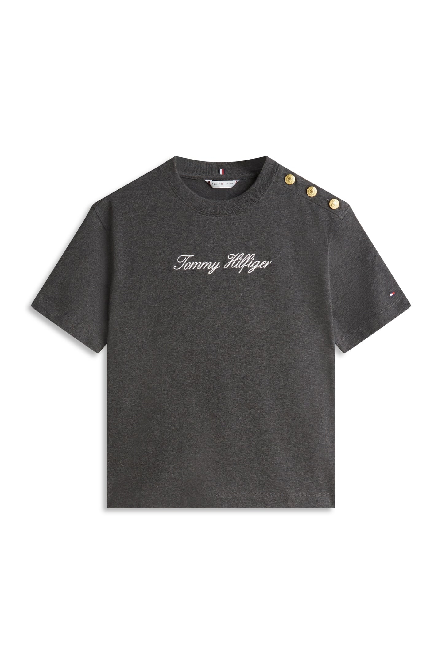 GOLD-TONE BUTTON LOGO EMBROIDERY RELAXED T-SHIRT GREY 4